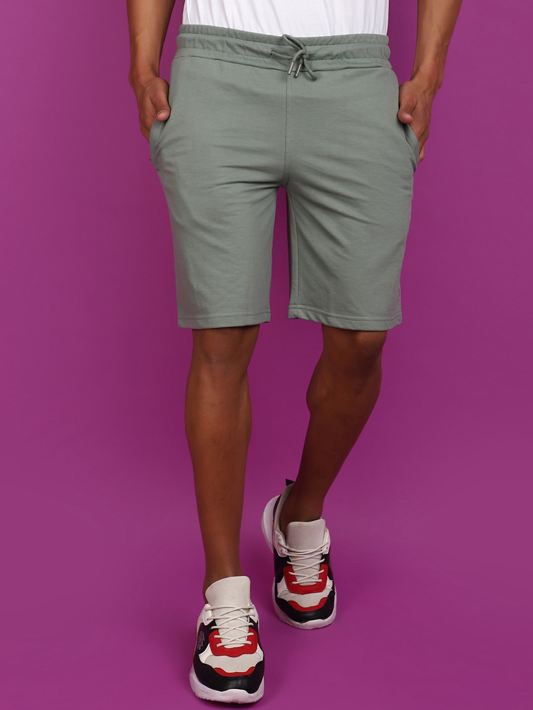

V-Mart Men Mid-Rise Cotton Shorts, Green