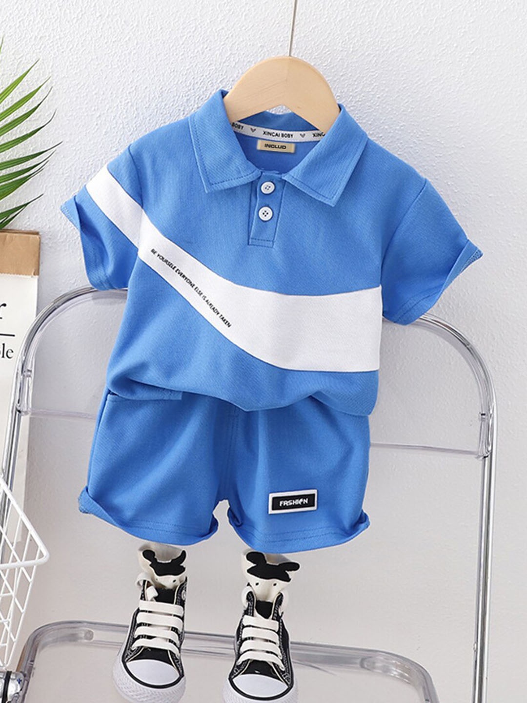 

INCLUD Boys Colourblocked T-shirt with Shorts, Blue