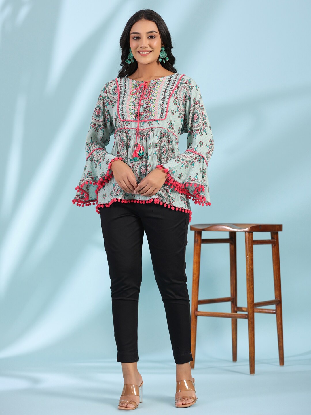 

Juniper Ethnic Motifs Printed Tunic, Green