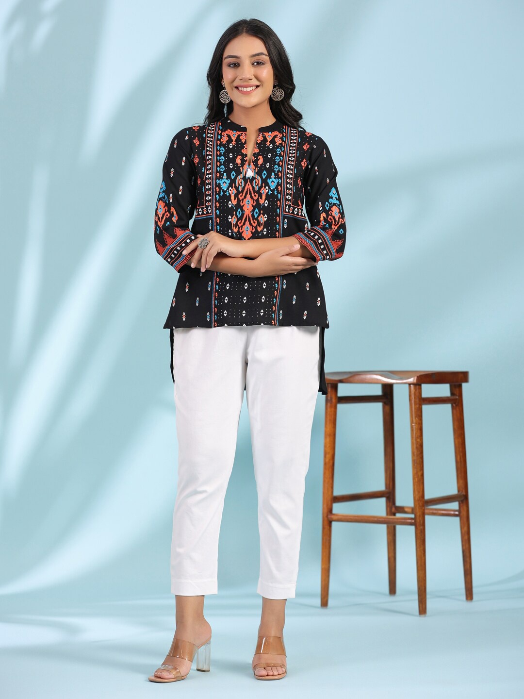 

Juniper Floral Printed Tunic, Black