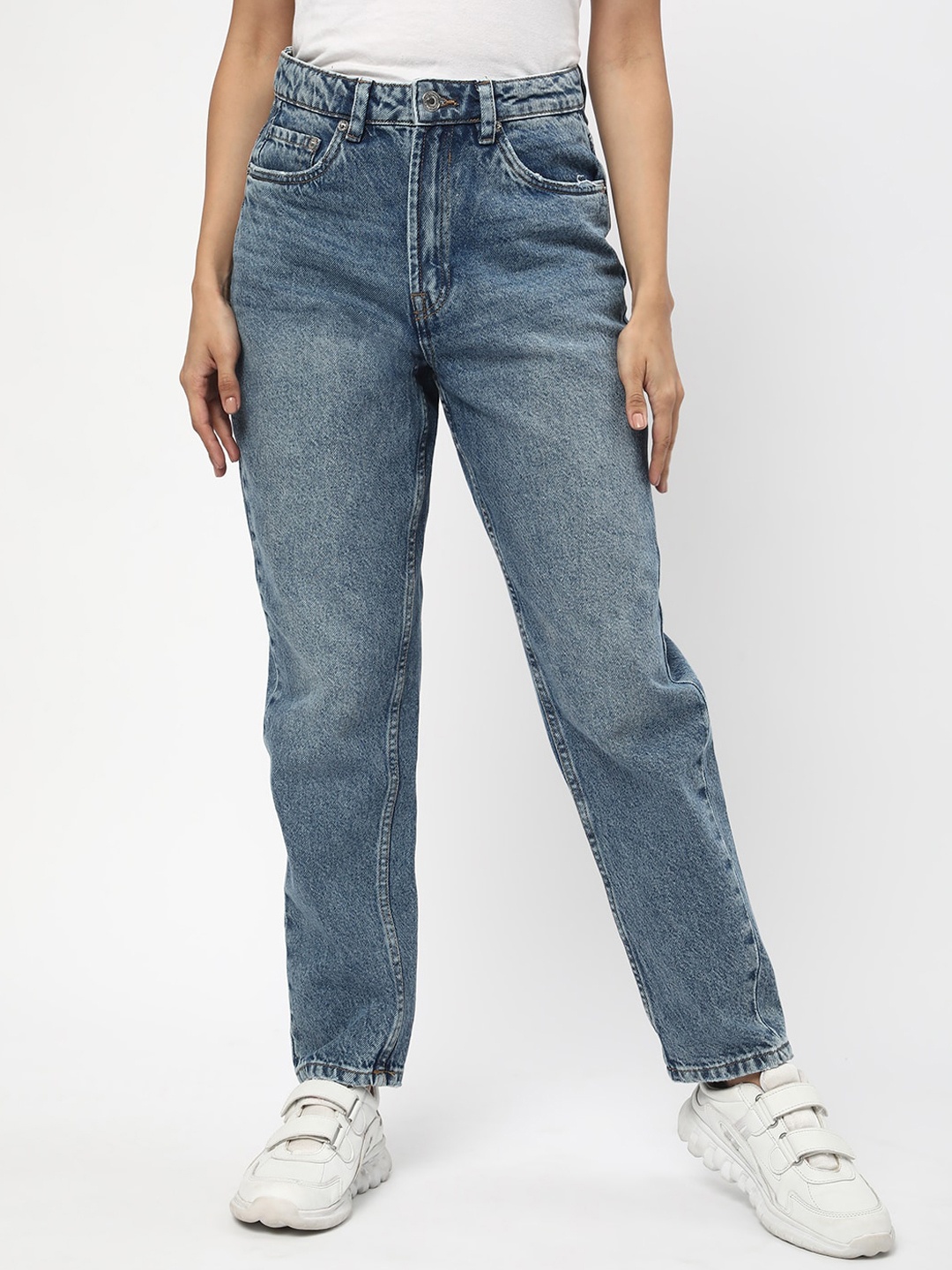 

R&B Women Mom Fit Heavy Fade Jeans, Blue