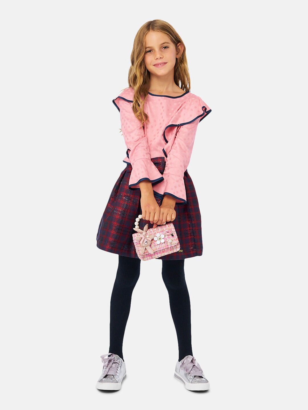 

One Friday Round Neck Bell Sleeve Top, Pink