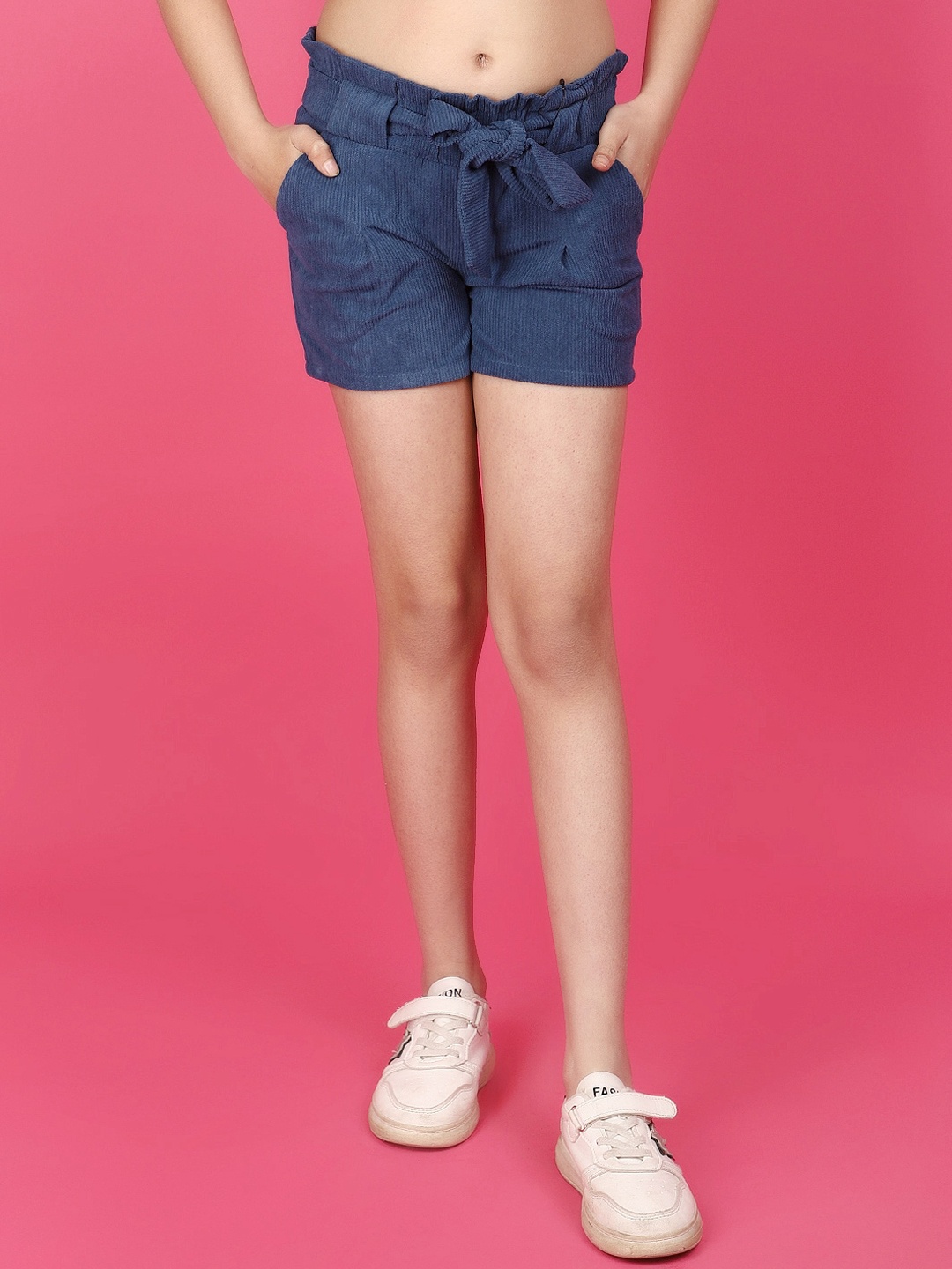 

V-Mart Girls Mid-Rise Cotton Denim Shorts, Green