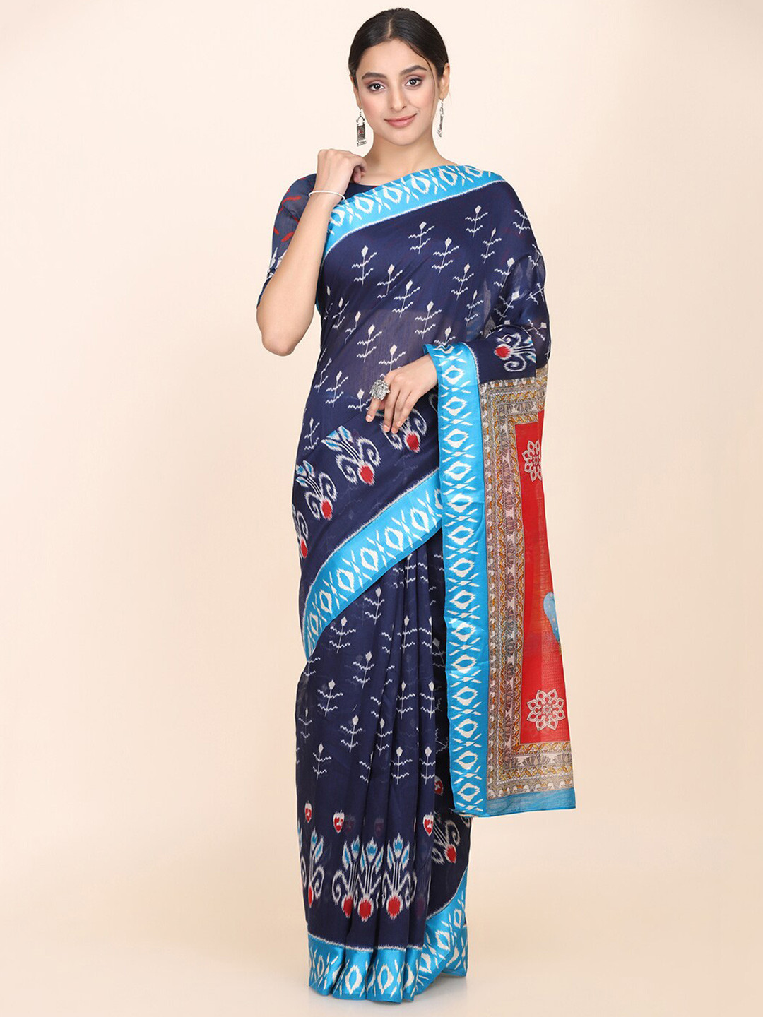 

HRITIKA Ethnic Motifs Printed Saree, Blue