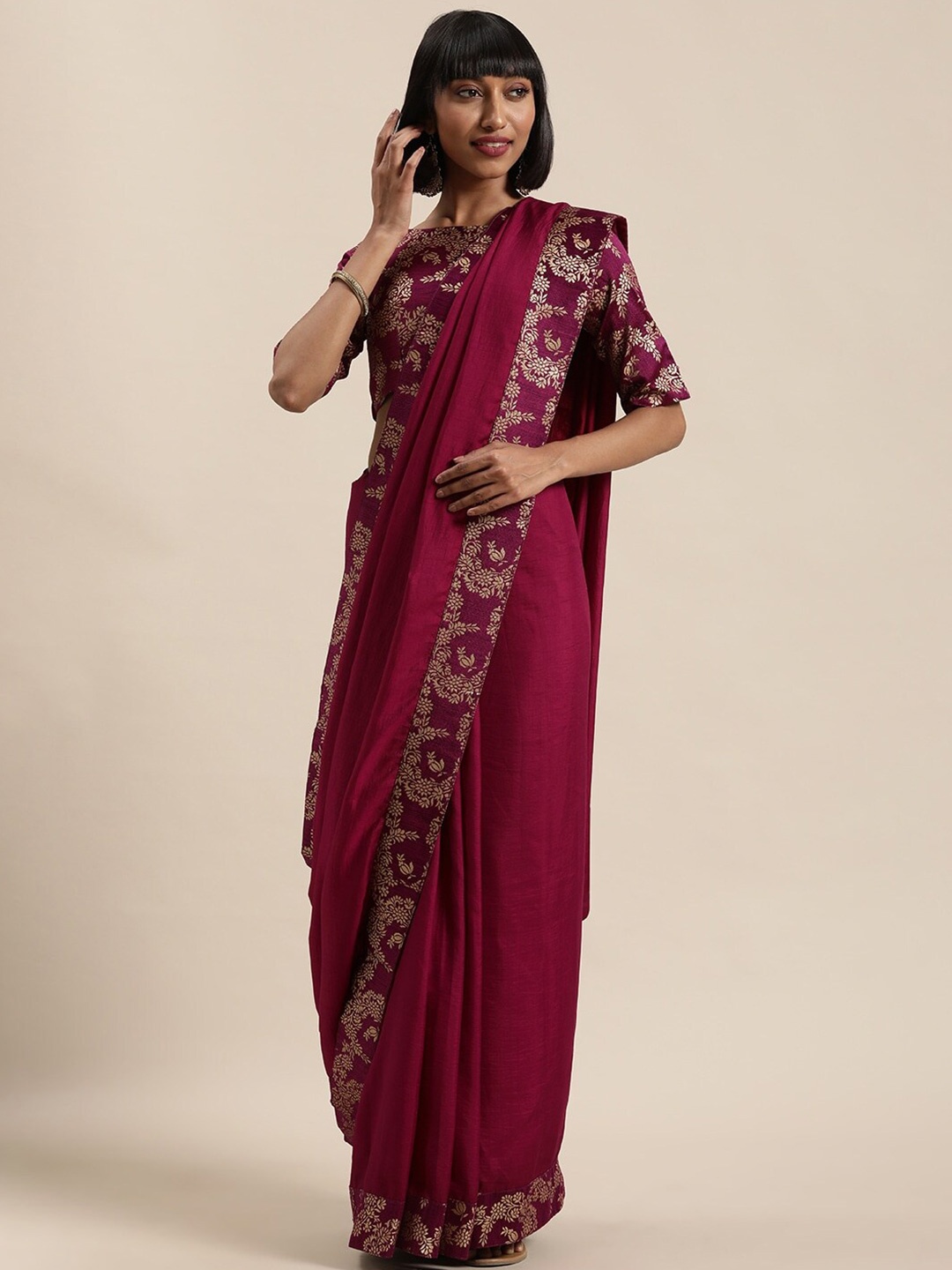 

HRITIKA Woven Design Zari Saree, Purple