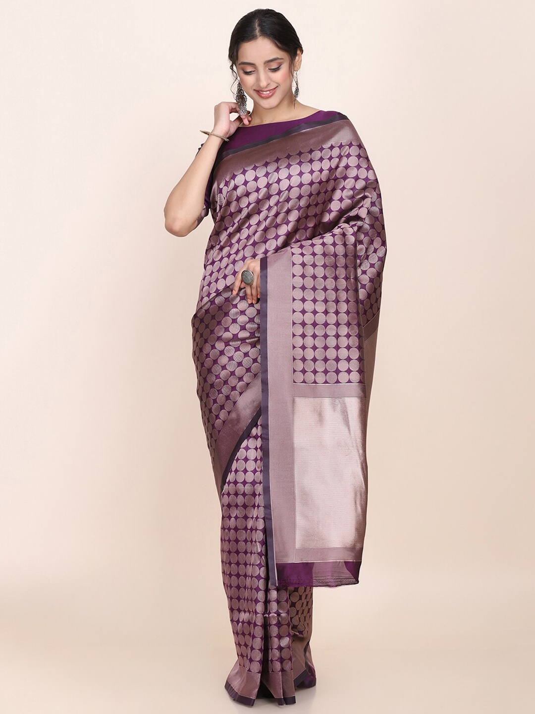 

HRITIKA Woven Design Zari Saree, Purple