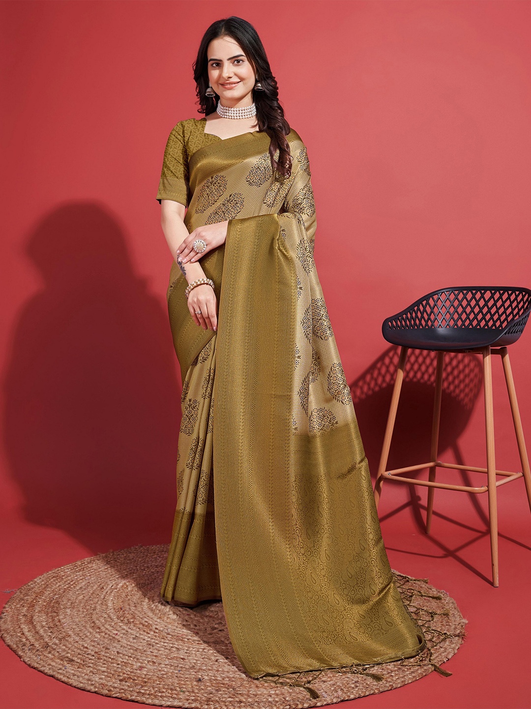 Saree Exotica Woven Design Zari Pure Silk Banarasi Sarees, Mustard