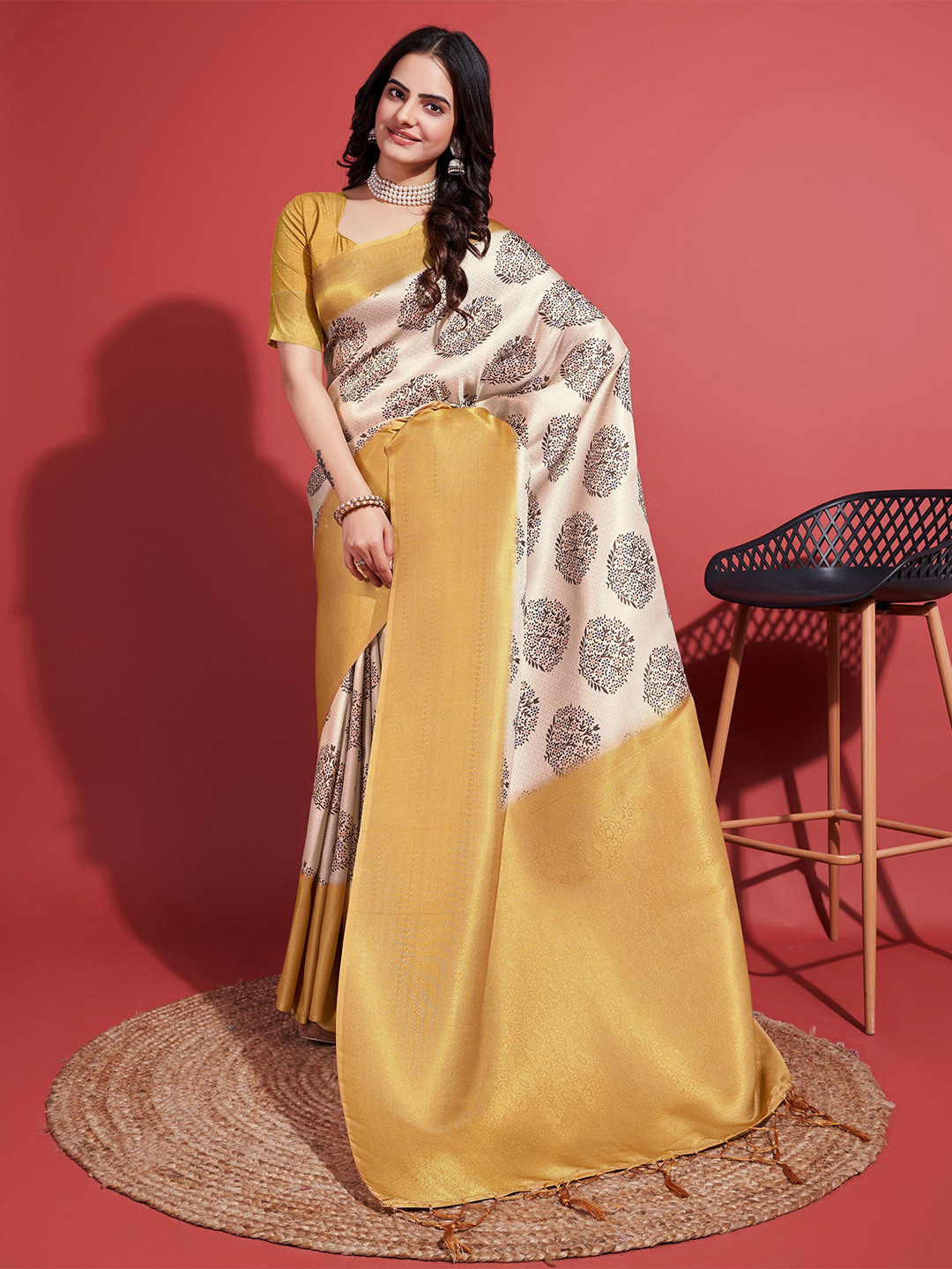 

Saree Exotica Woven Design Zari Pure Silk Banarasi Sarees, Yellow