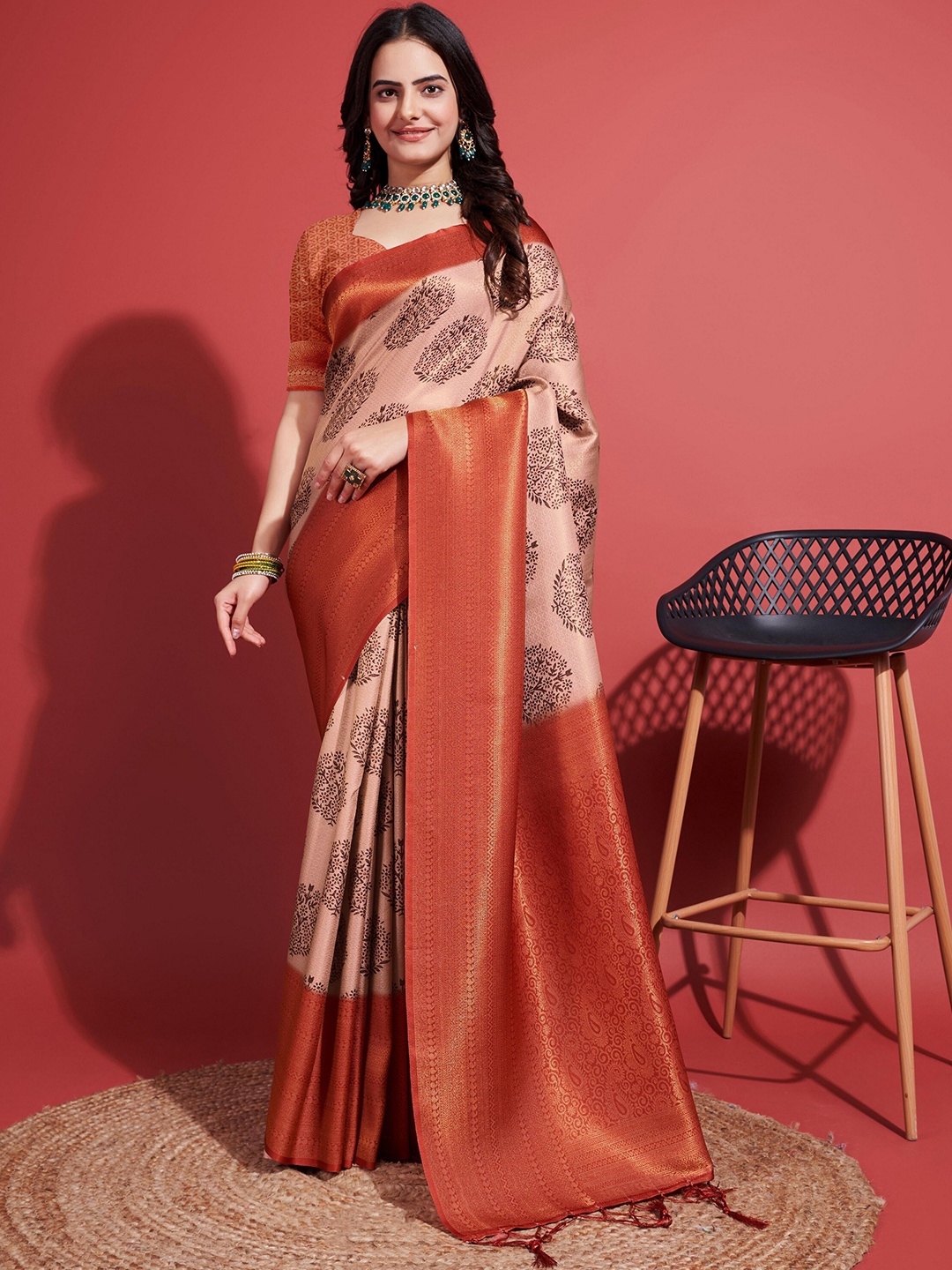 

Saree Exotica Woven Design Zari Pure Silk Banarasi Sarees, Rust
