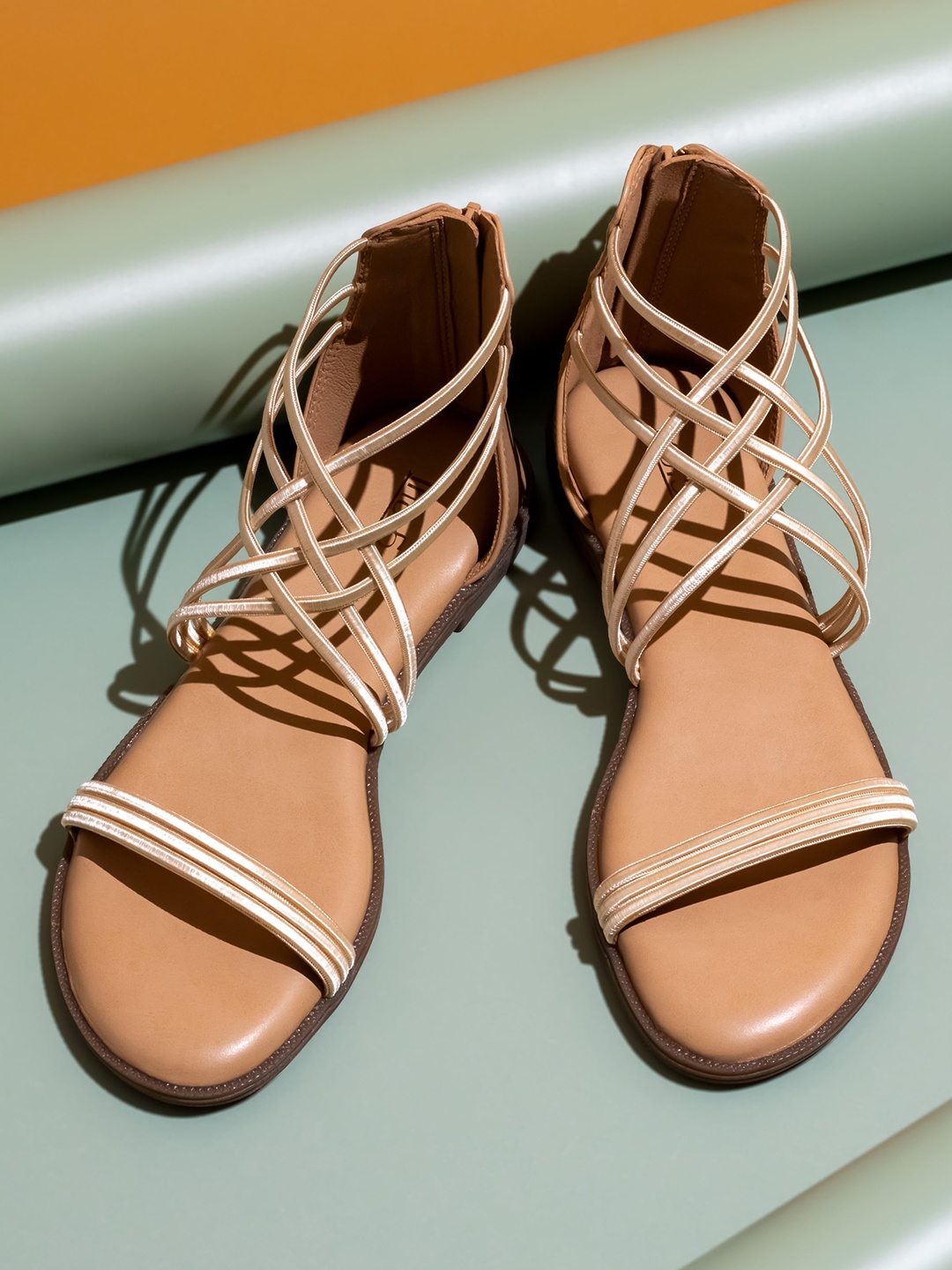 

Inc 5 Strappy Open Toe Gladiators, Beige