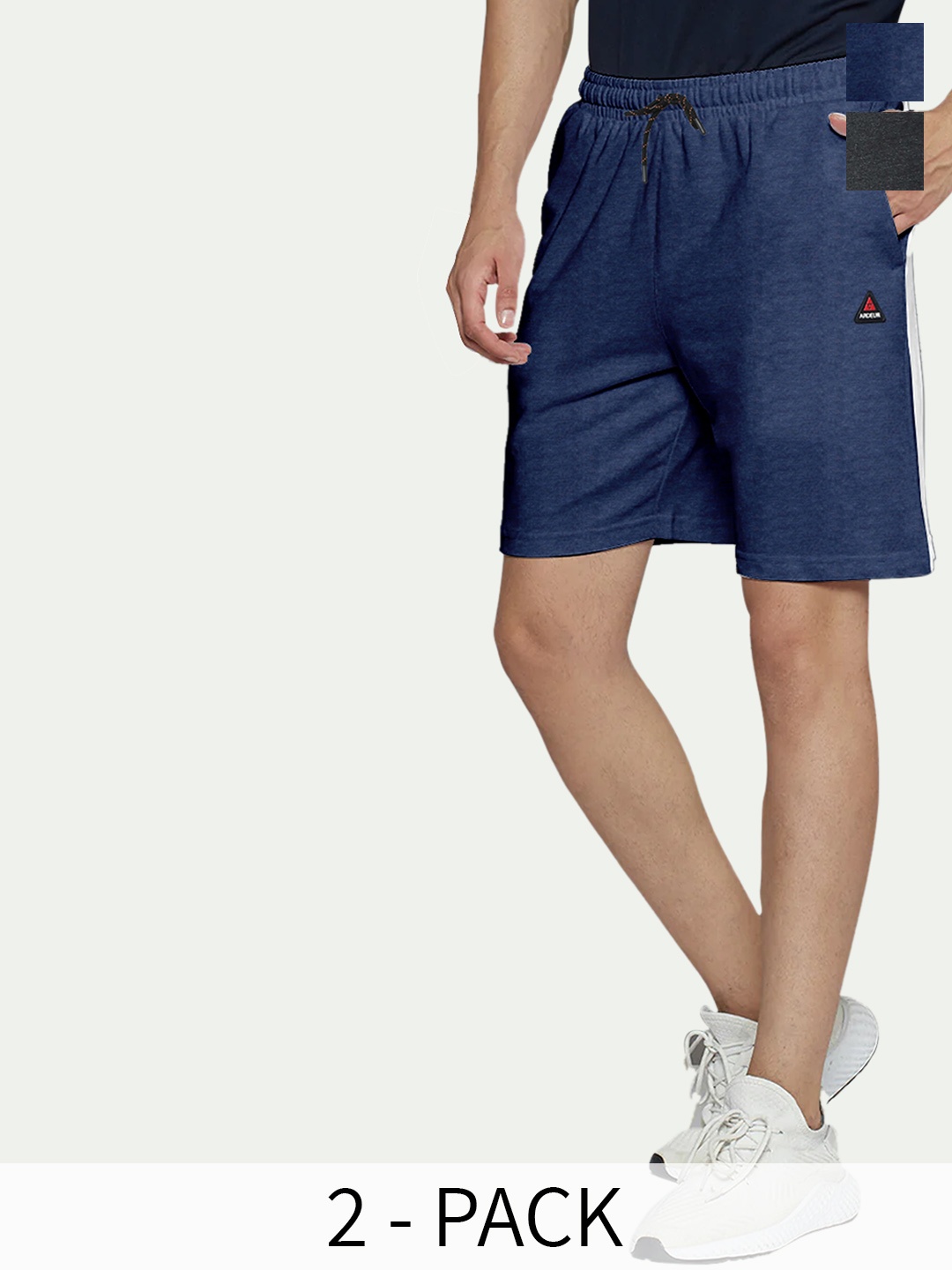 

ARDEUR Men Pack Of 2 Cotton Sports Shorts, Charcoal