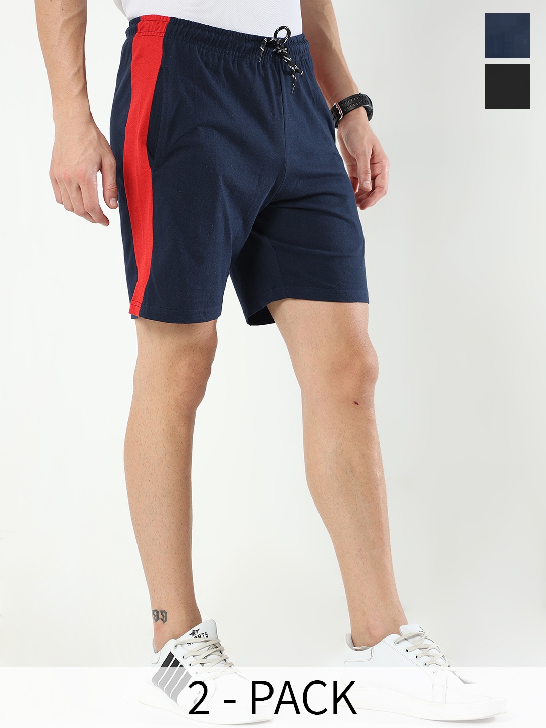 

ARDEUR Men Pack Of 2 Cotton Sports Shorts, Blue