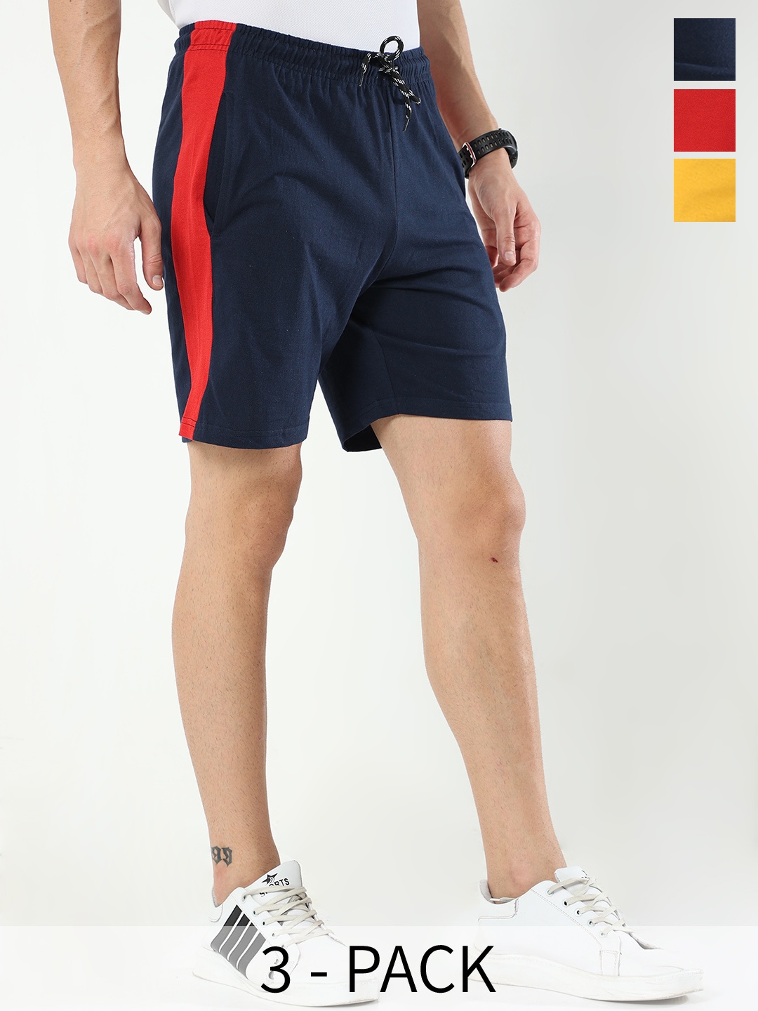 

ARDEUR Men Pack Of 3 Cotton Sports Shorts, Blue