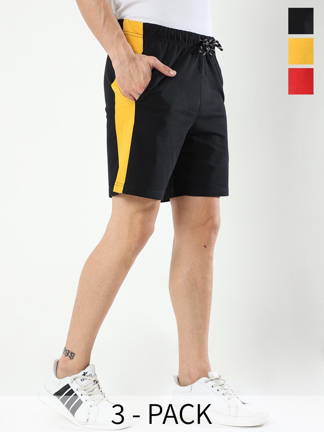 

ARDEUR Men Pack Of 3 Cotton Sports Shorts, Black