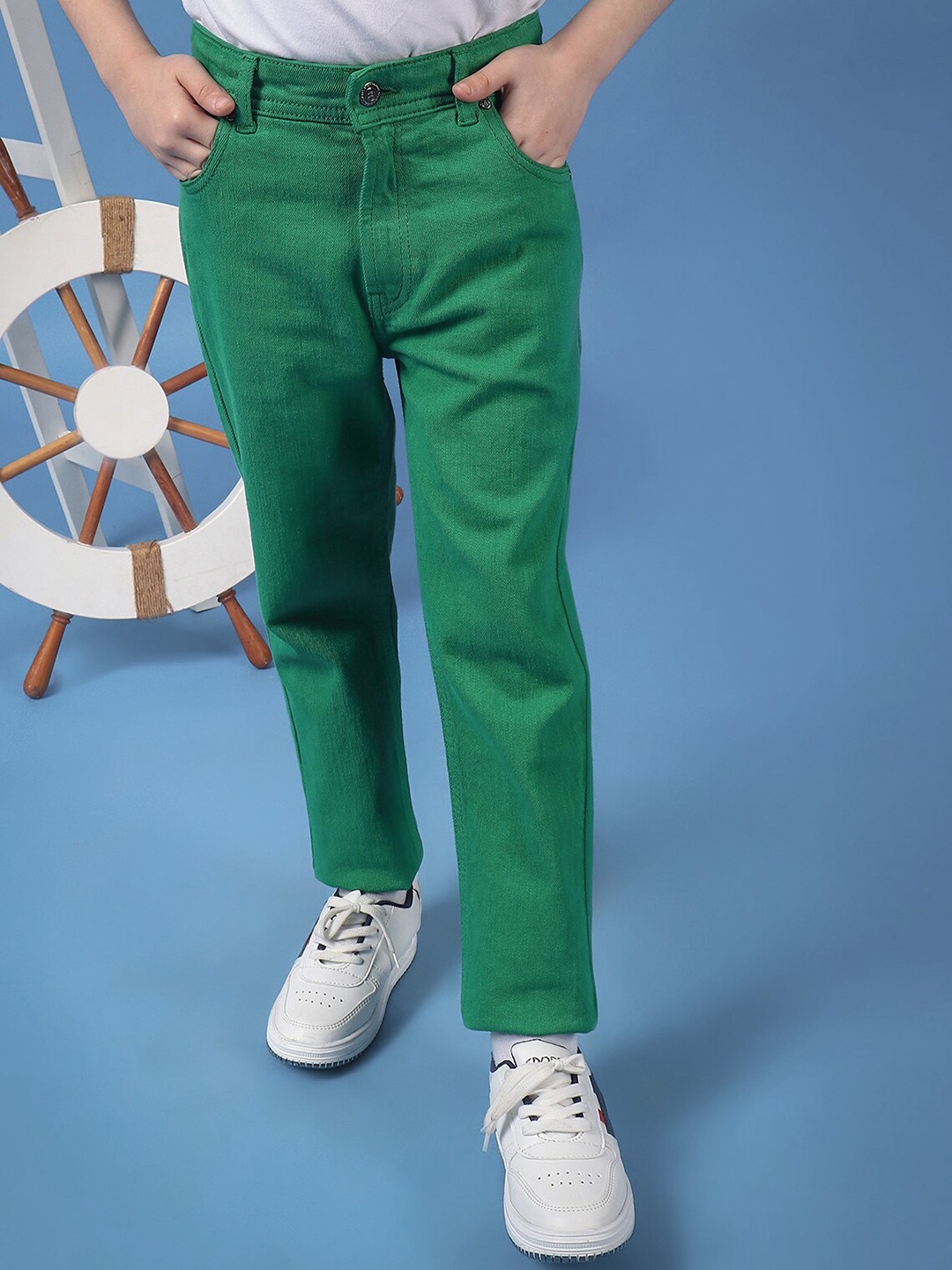 

One Friday Boys Relaxed Cotton Chinos Trousers, Green