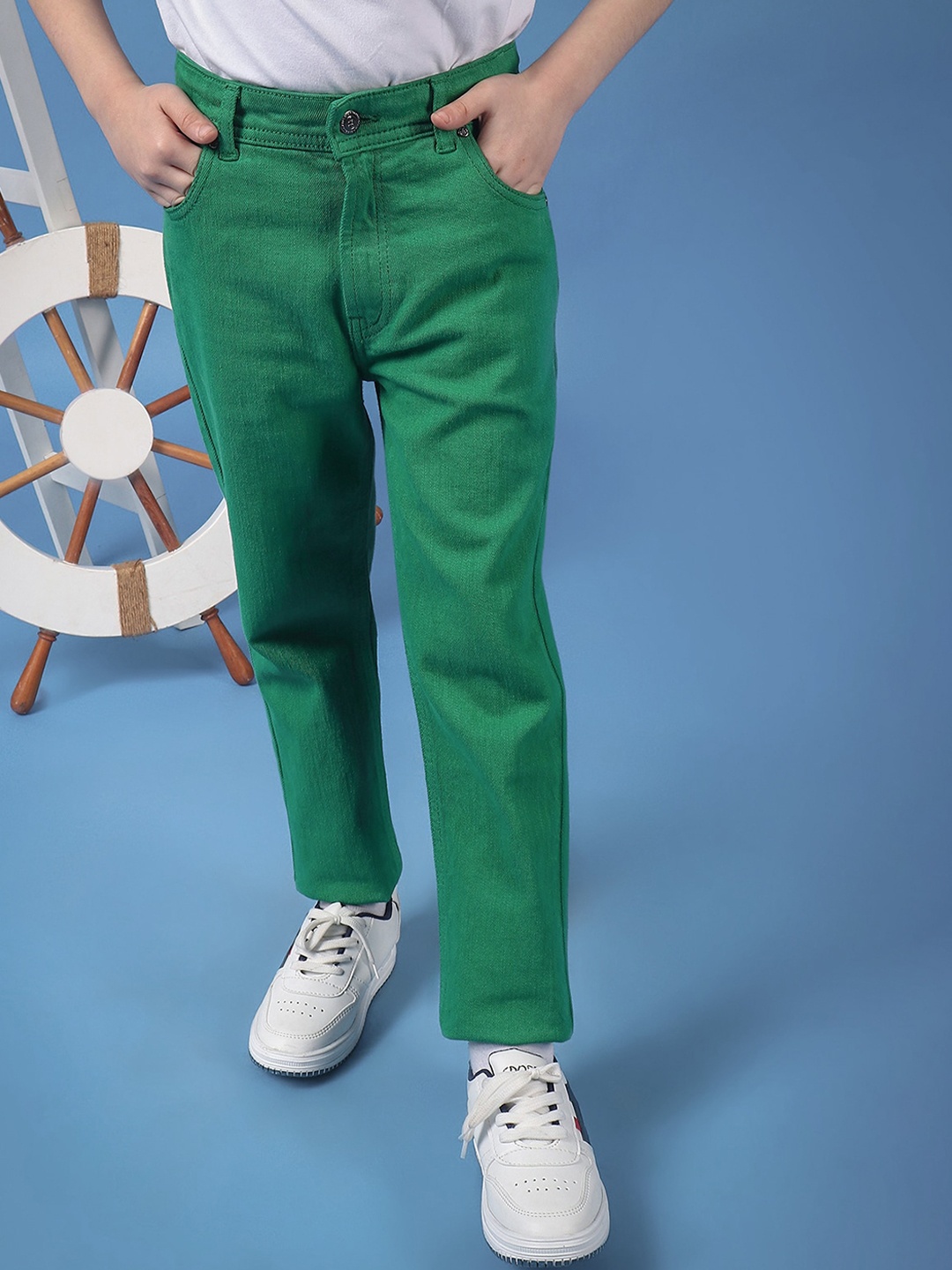 

One Friday Boys Relaxed Mid-Rise Regular Trousers, Green