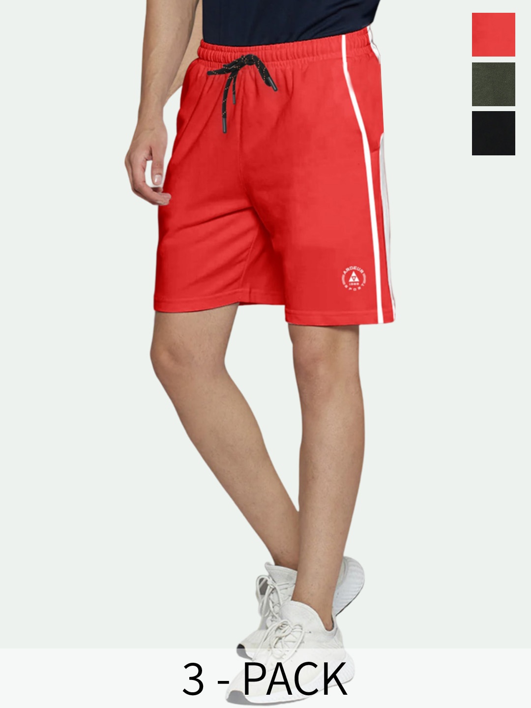 

ARDEUR Pack Of 3 Mid Rise Cotton Sports Shorts, Multi