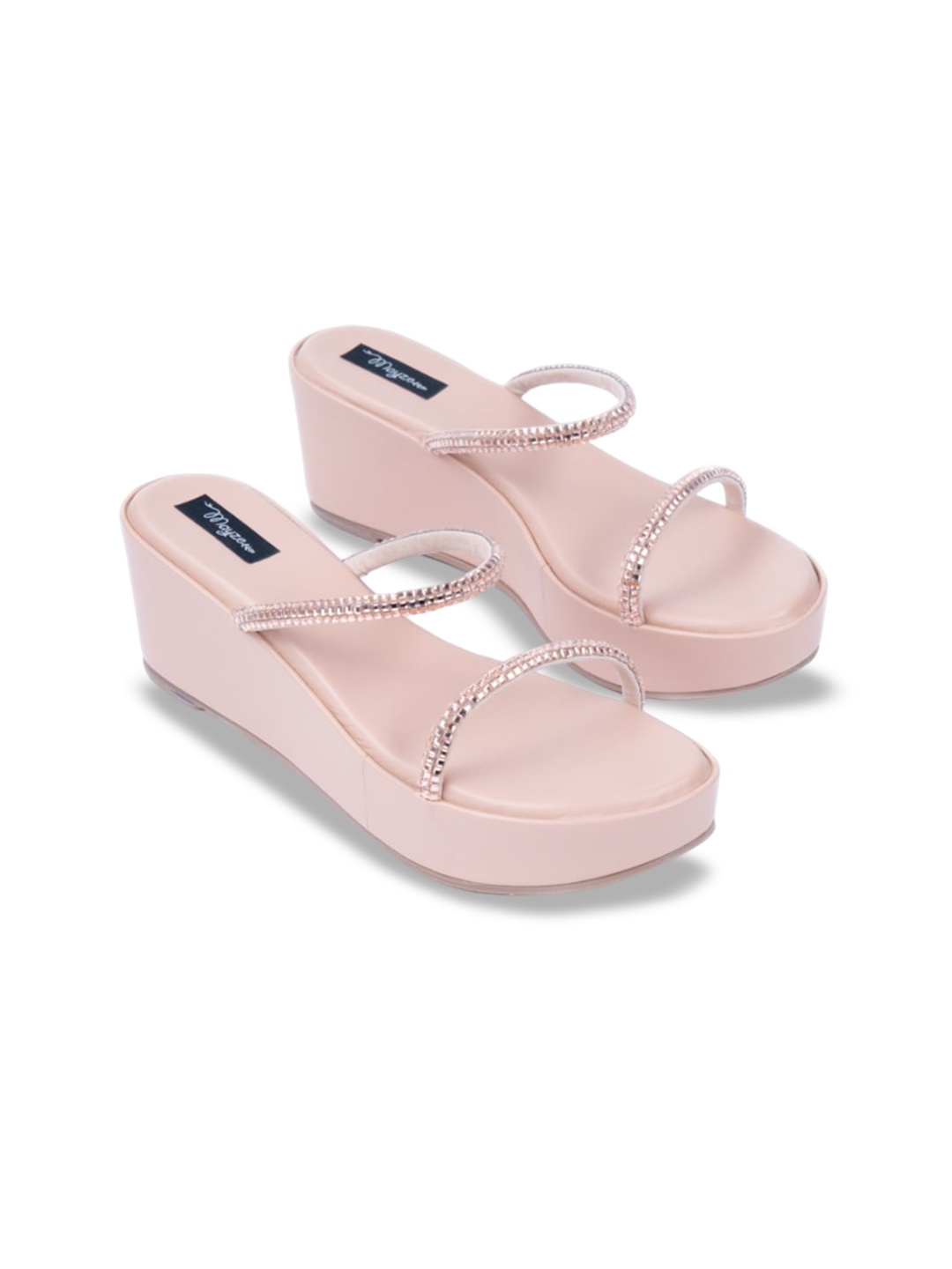 

MAYZE Embellished Open Toe Flatform Heels, Pink