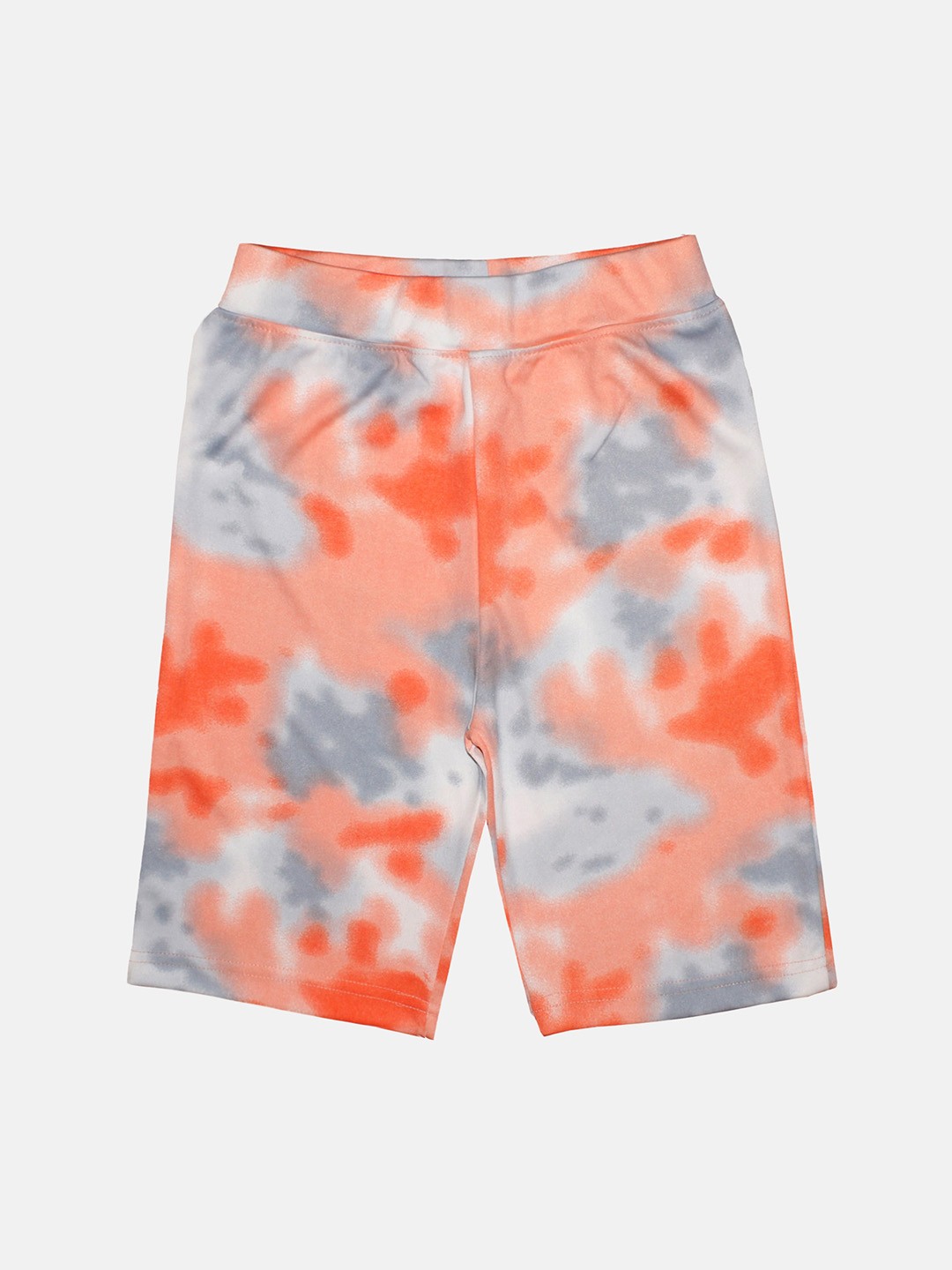 

KiddoPanti Girls Abstract Printed Cycling Shorts, Orange