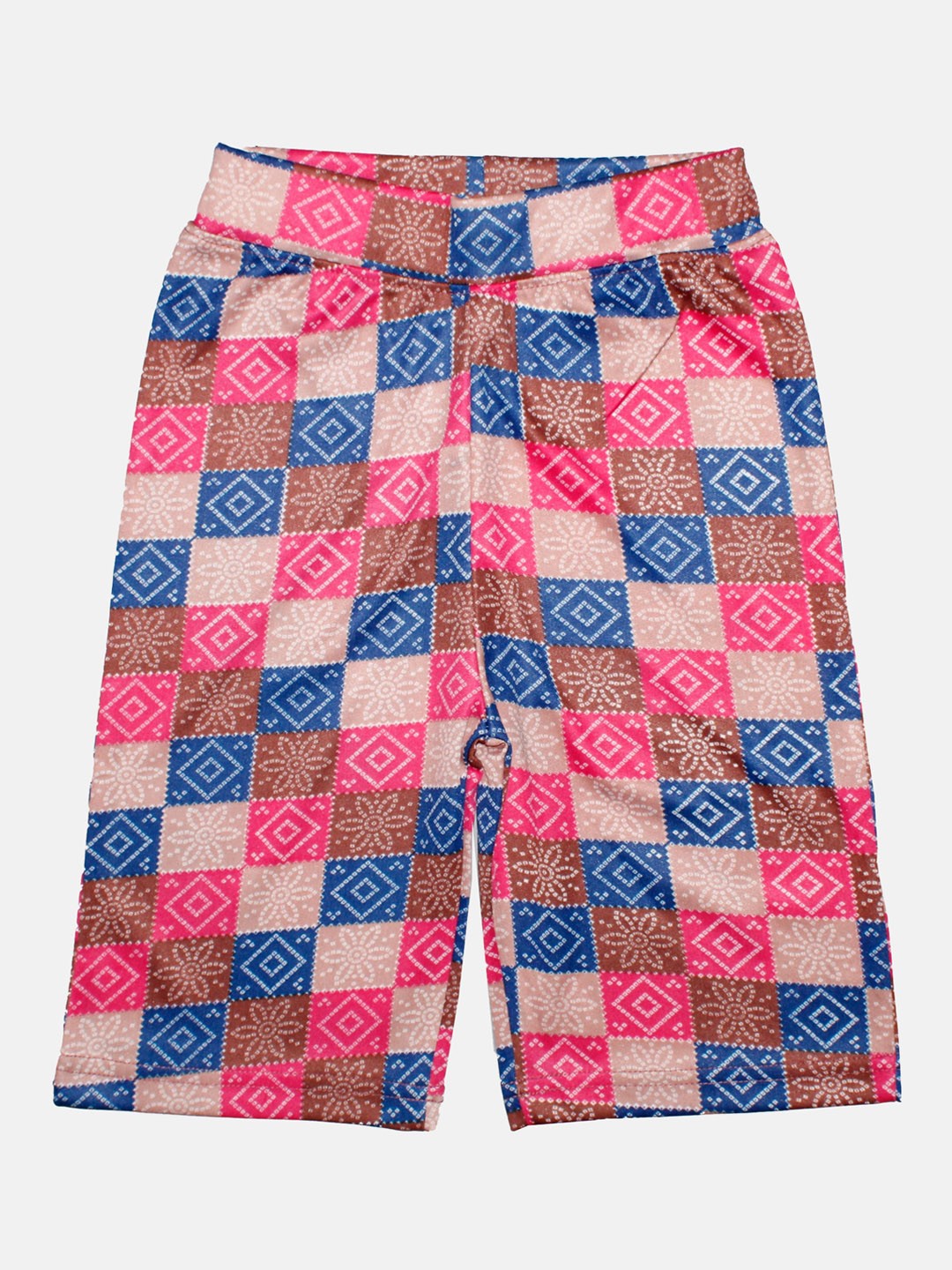 

KiddoPanti Girls Mid-Rise Ethnic Motifs Printed Cycling Shorts, Pink