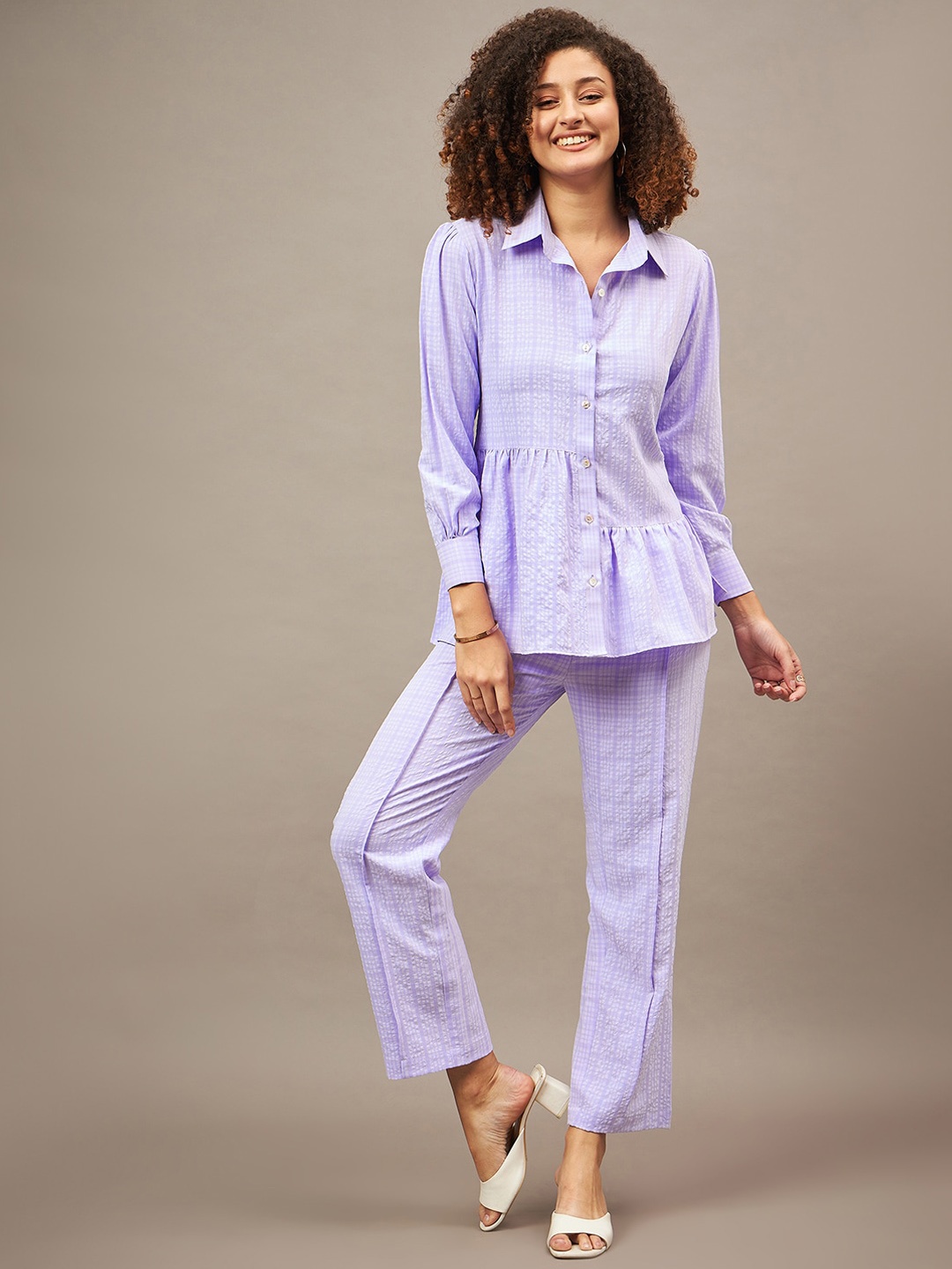 

The Roadster Lifestyle Co Lavender Checked Shirt & Trouser Co-Ords