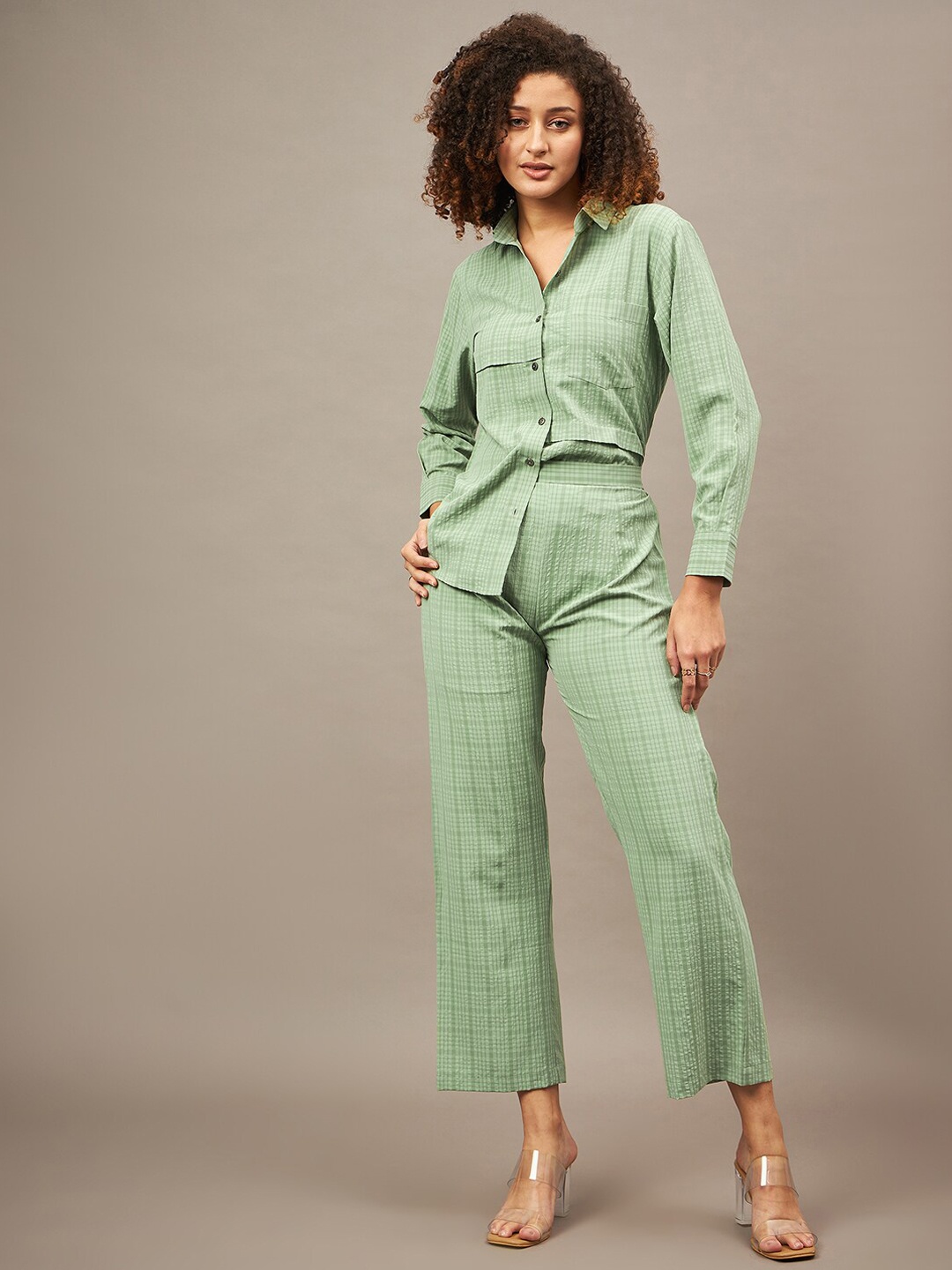 

The Roadster Lifestyle Co Green Checked Shirt & Trouser Co-Ords