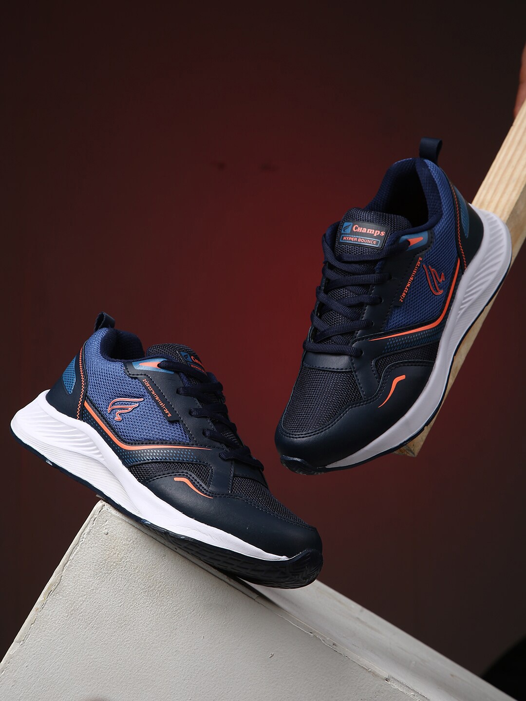 

Champs Men Round Toe Mesh Running Shoes, Navy blue