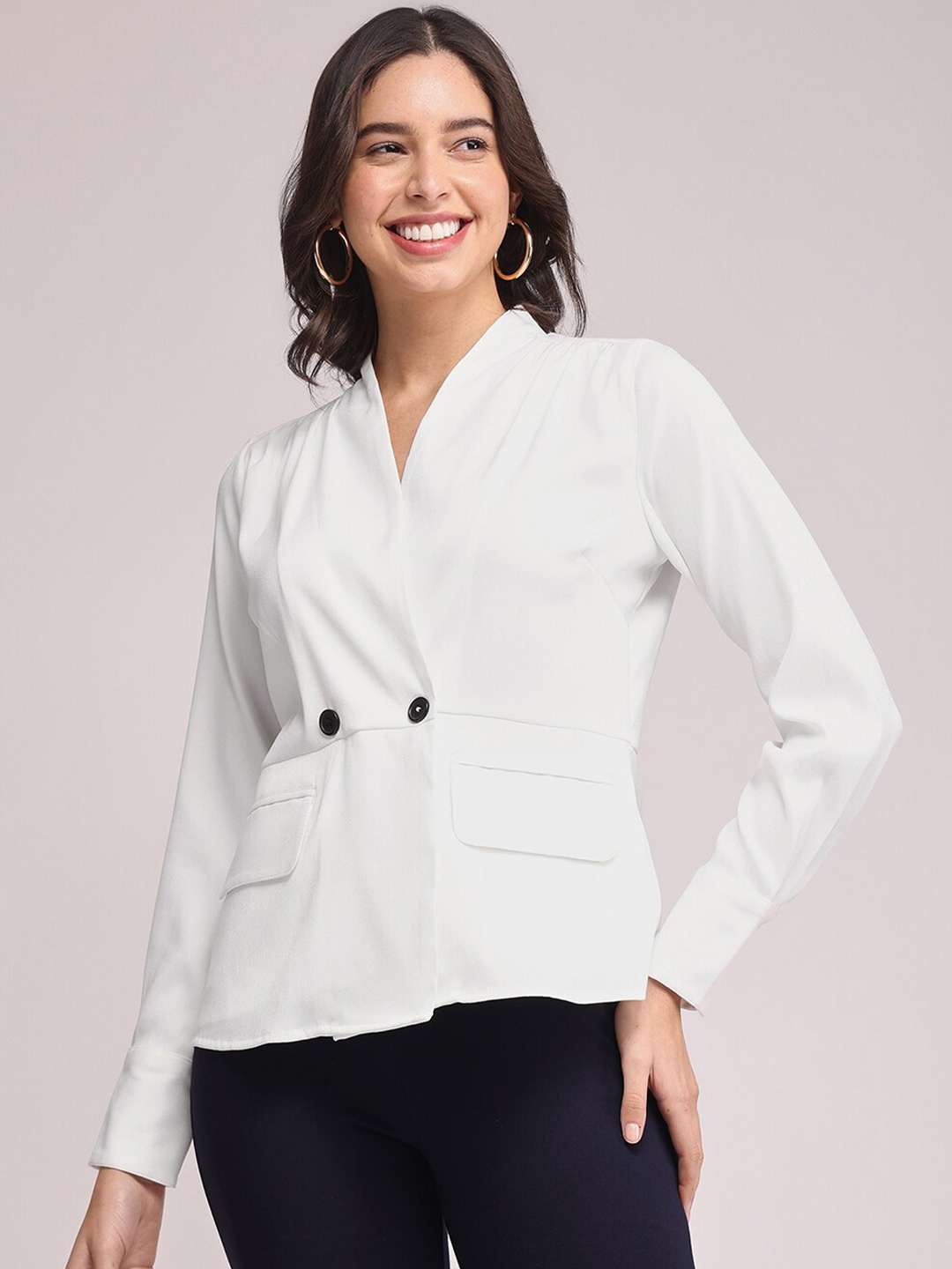 

FableStreet Tailored Fit Opaque Casual Shirt, White