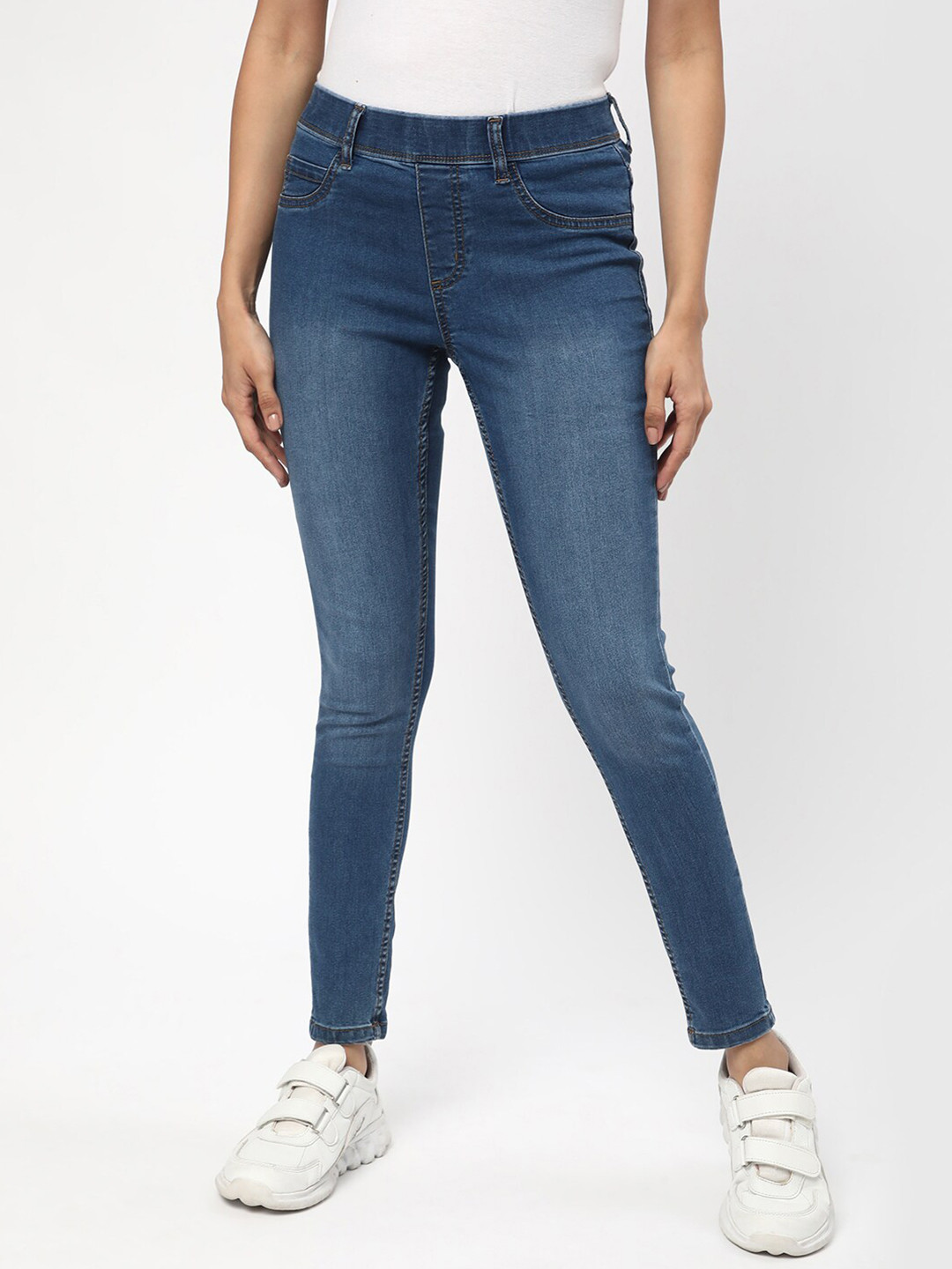 

R&B Women Skinny Fit Cotton Jeggings, Navy blue