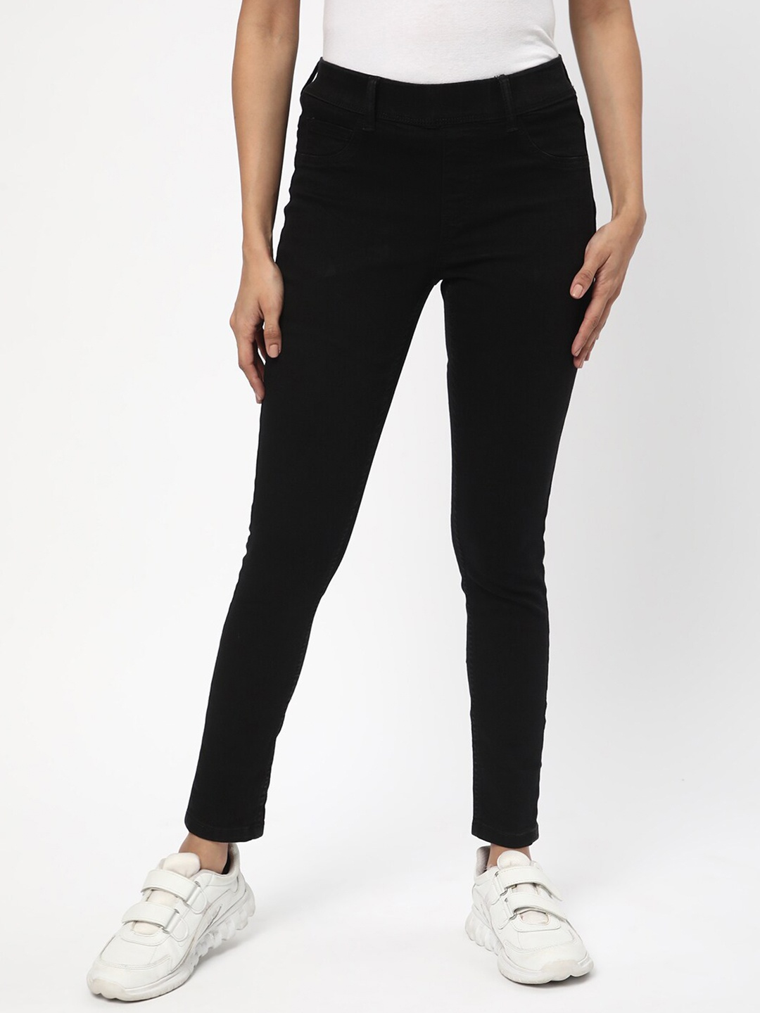 

R&B Women Skinny Fit Cotton Jeggings, Black