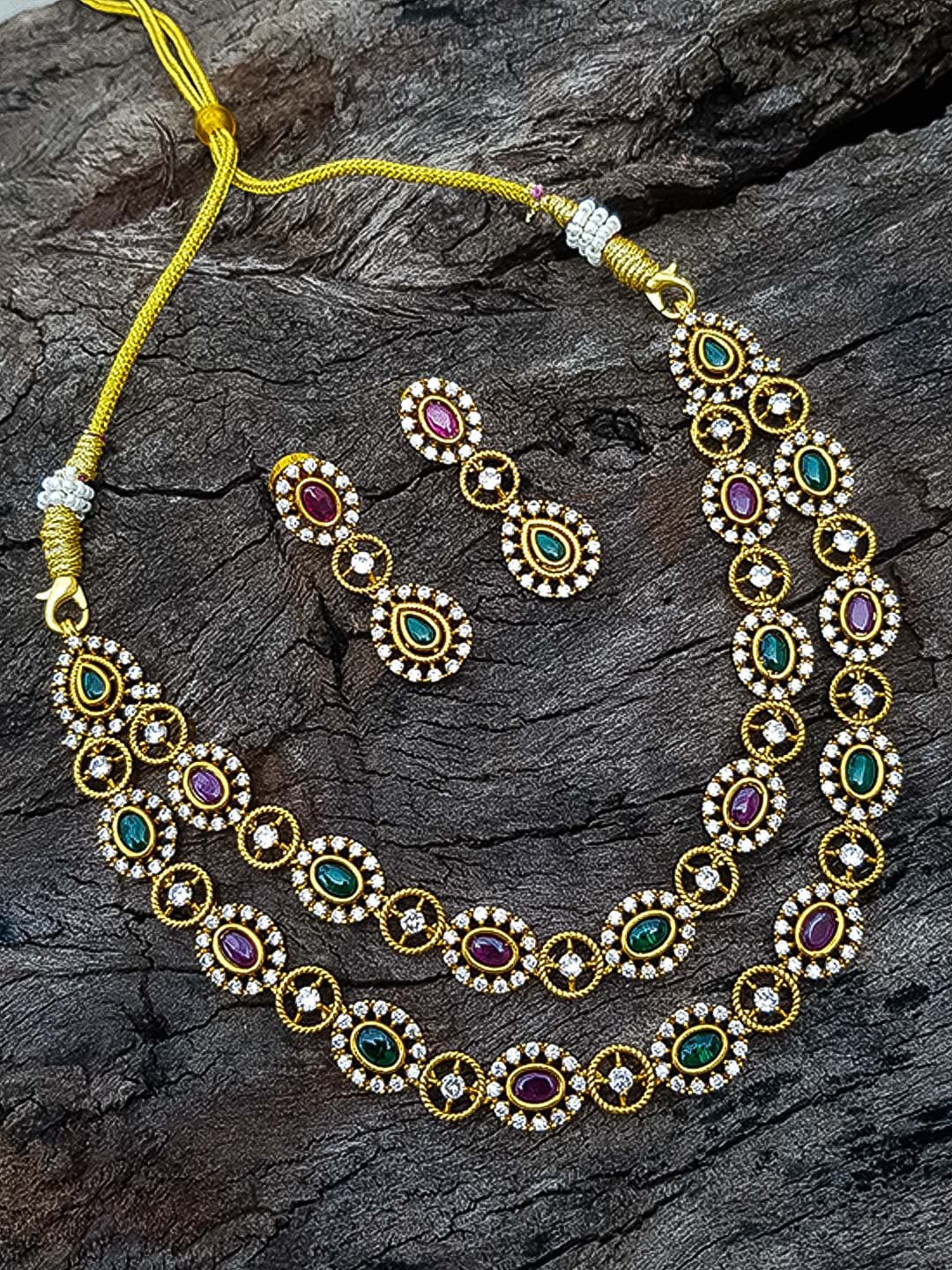 

GRIIHAM Gold-Plated CZ-Studded Jewellery Set