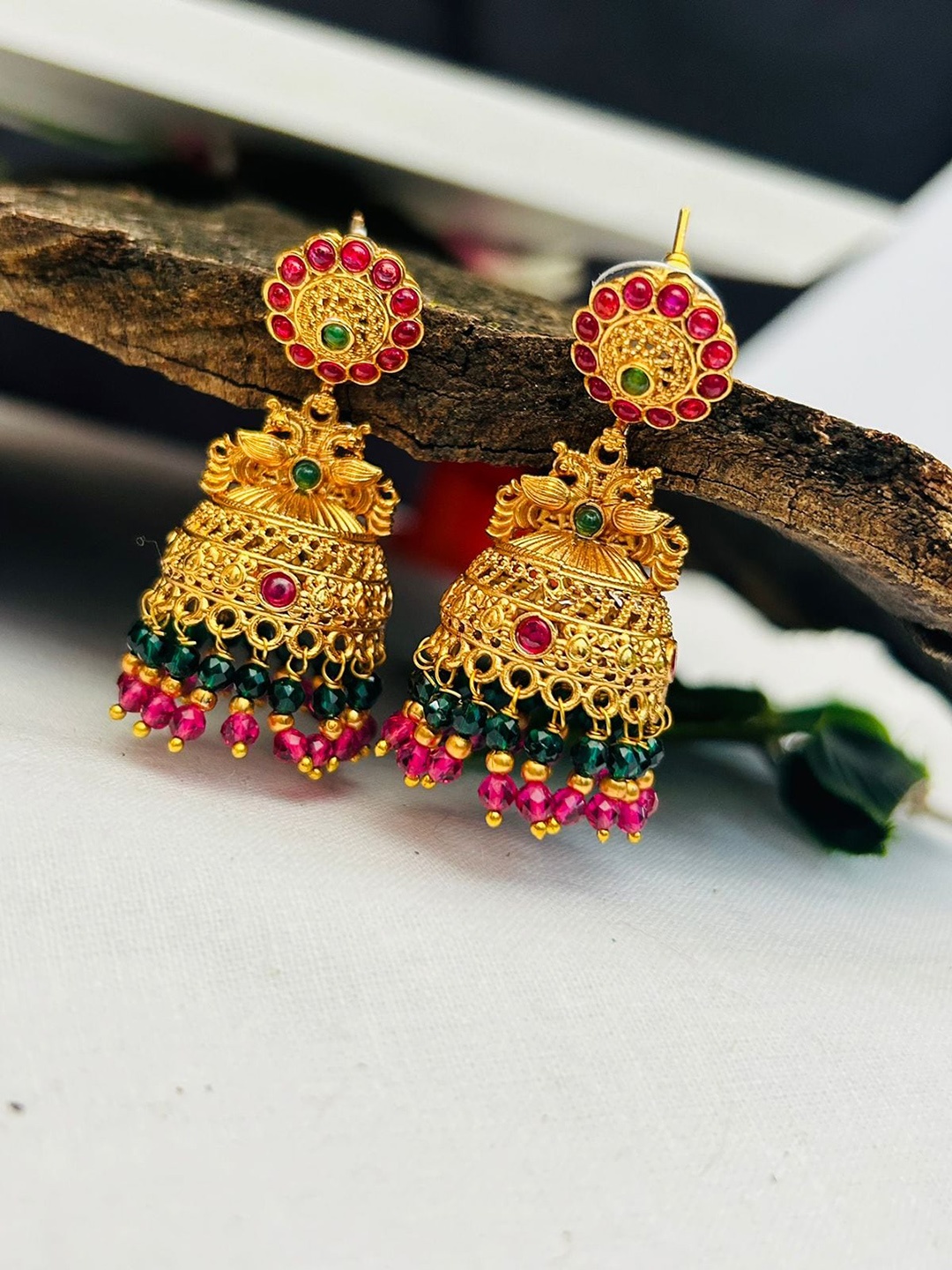 

GRIIHAM Gold-Plated Contemporary Jhumkas