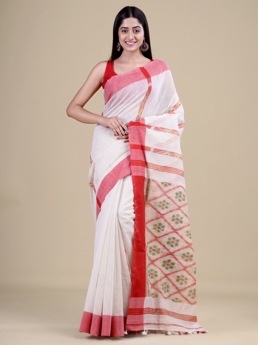 

HOUSE OF ARLI Woven Design Saree, White