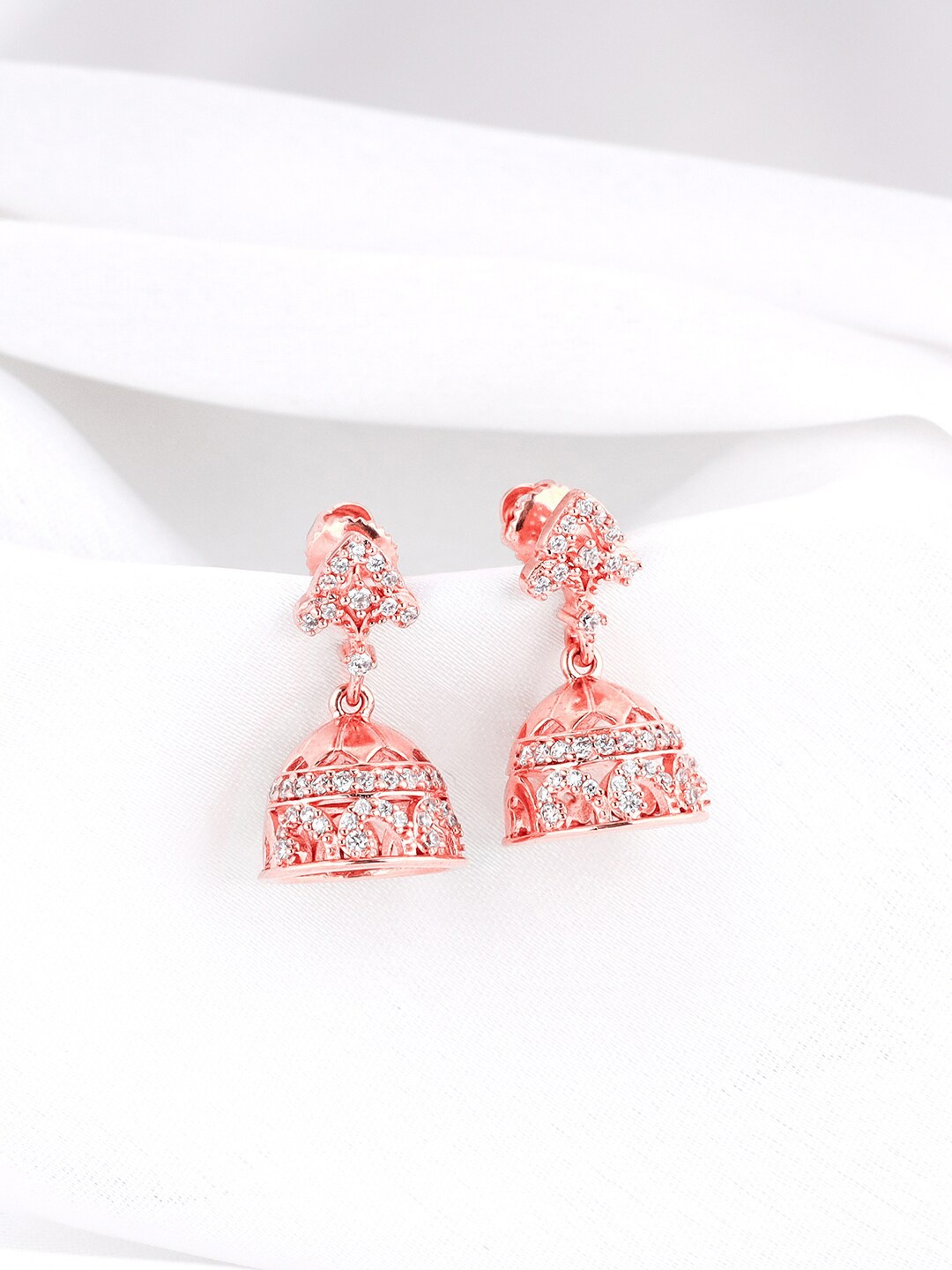 

GIVA Rose Gold-Plated 925 Sterling Silver Contemporary Jhumkas