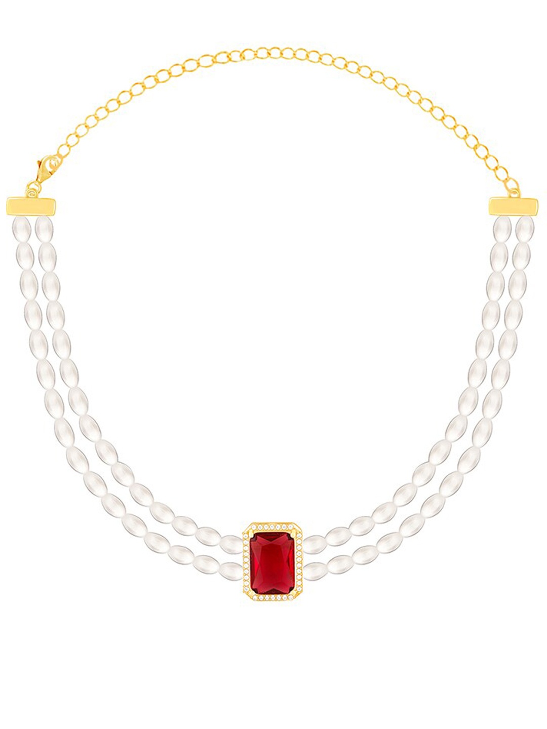 

GIVA Gold-Plated 92.5 Sterling Silver Pearls Beaded Necklace