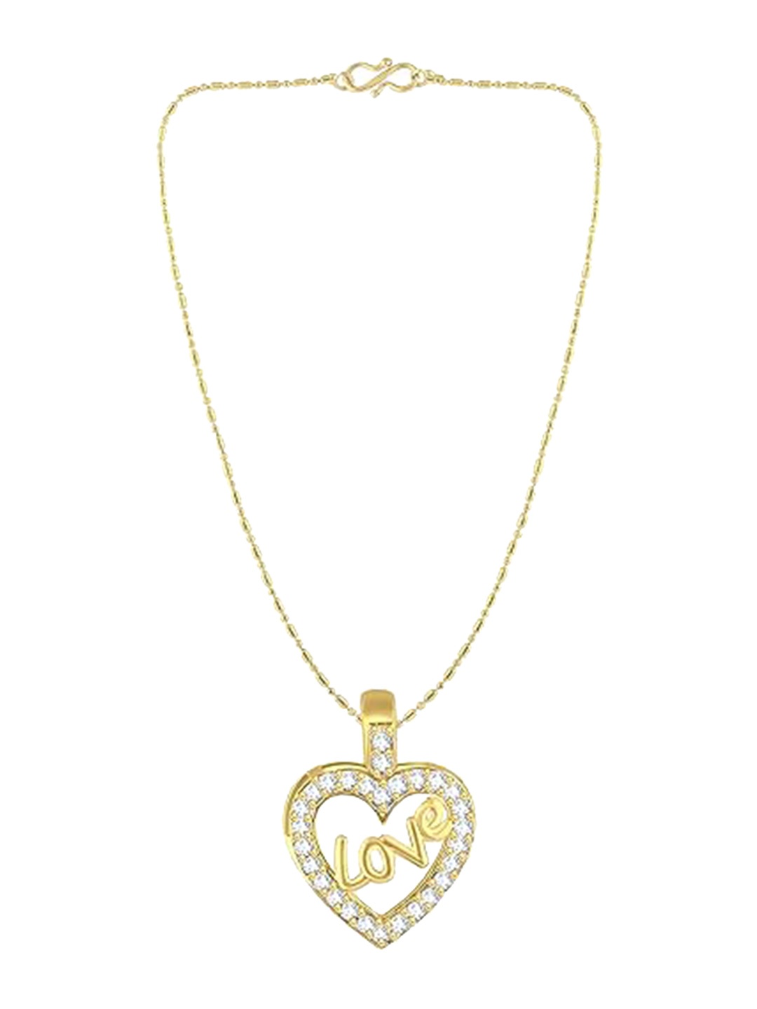 

Vighnaharta Gold-Plated Cubic Zirconia Studded Heart Shaped Pendant With Chain