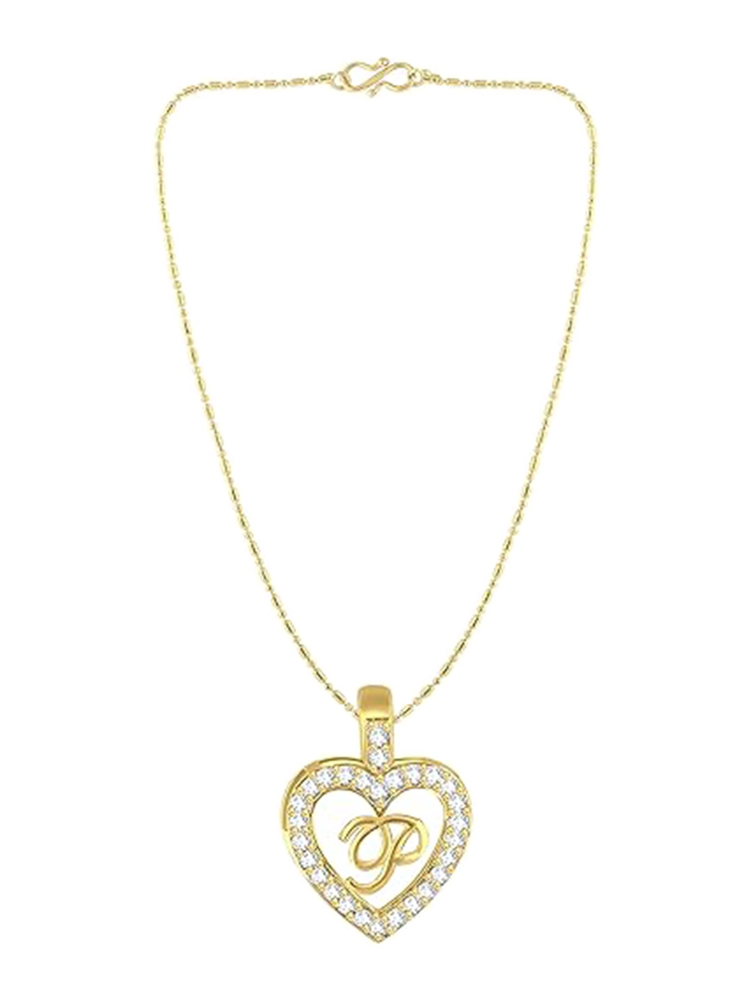 

Vighnaharta Gold-Plated Heart Shaped Pendant With Chain