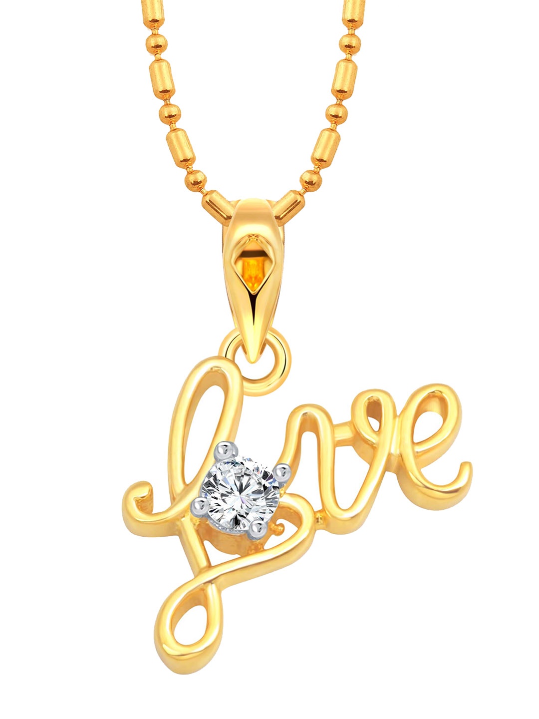 

Vighnaharta Gold-Plated Cubic Zirconia Studded Pendants With Chains