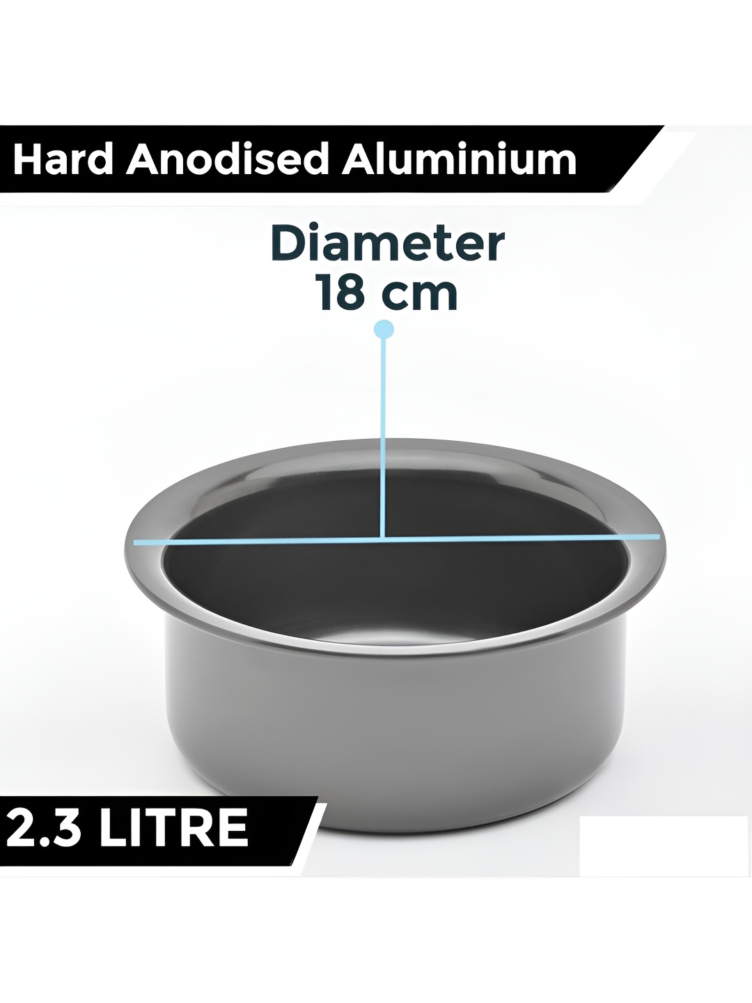 

UMAI Silver-Toned Aluminium Tope 2.3 Ltr