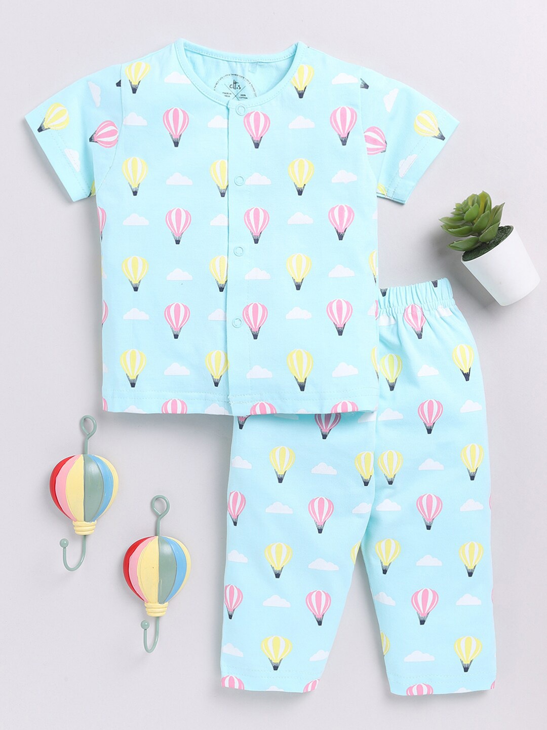 

Clt.s Kids Printed Pure Cotton Night suit, Blue