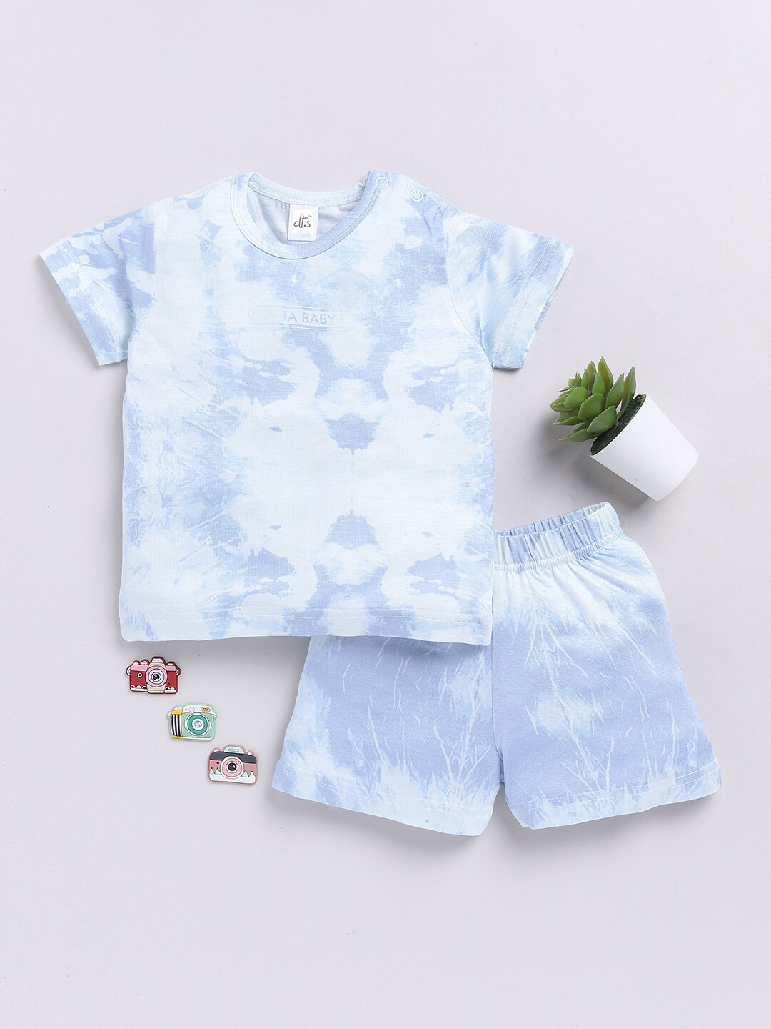 

Clt.s Kids Tie-Dye Printed Night suit, Blue