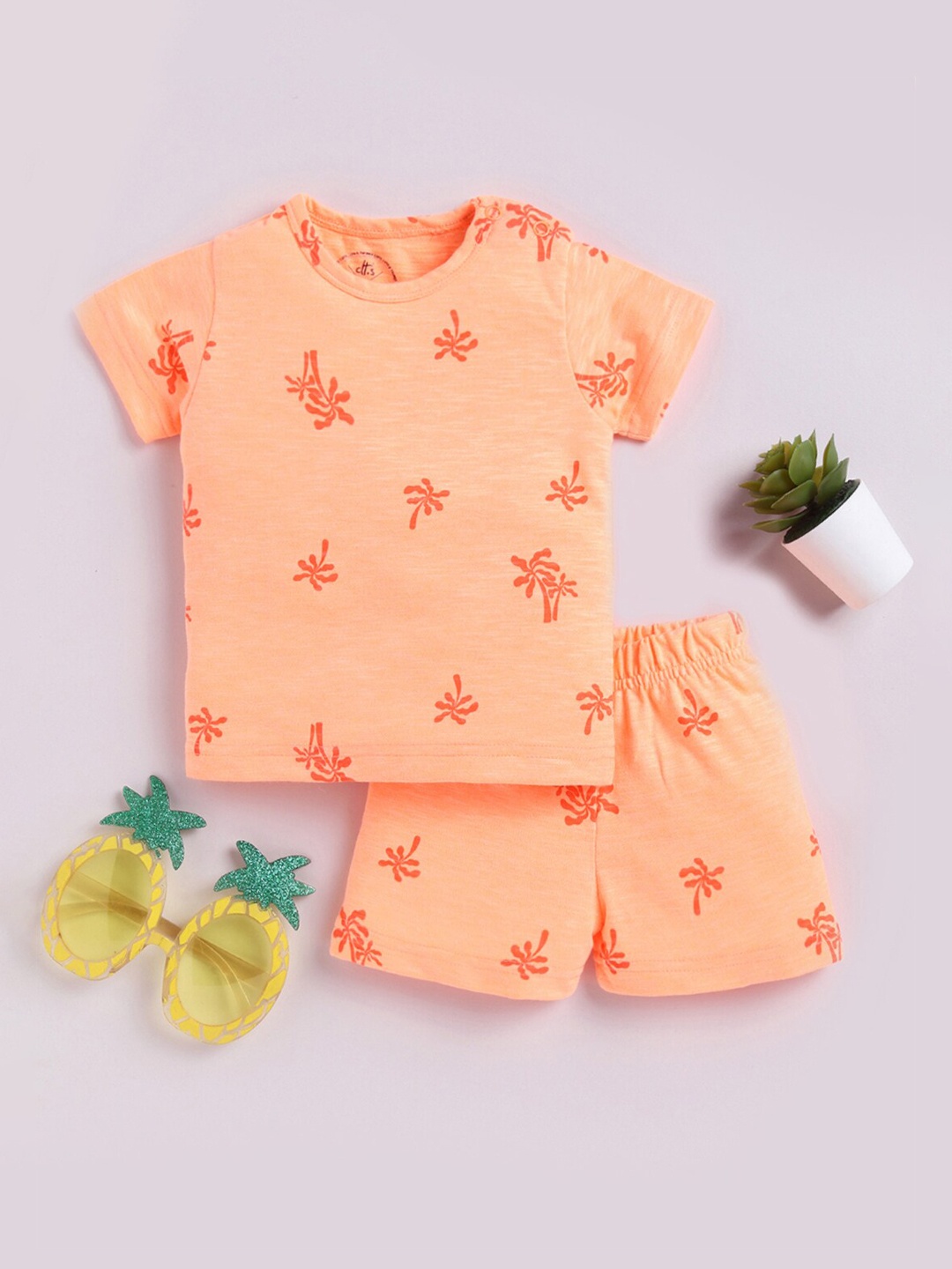 

Clt.s Kids Printed Pure Cotton Night suit, Orange