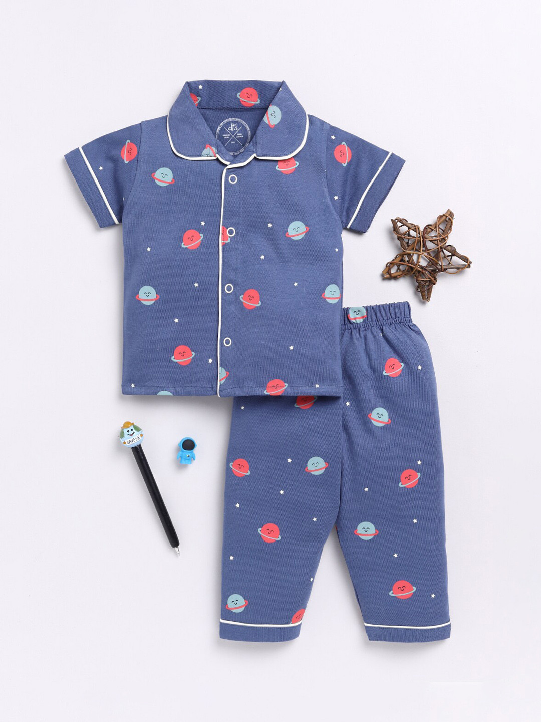 

Clt.s Kids Printed Pure Cotton Night suit, Blue