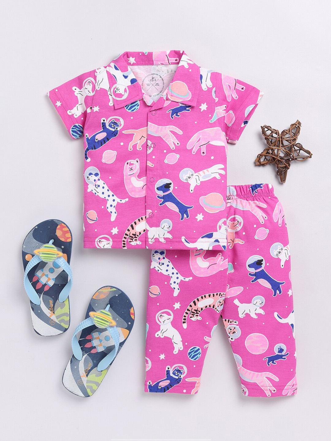 

Clt.s Kids Printed Pure Cotton Night suit, Purple