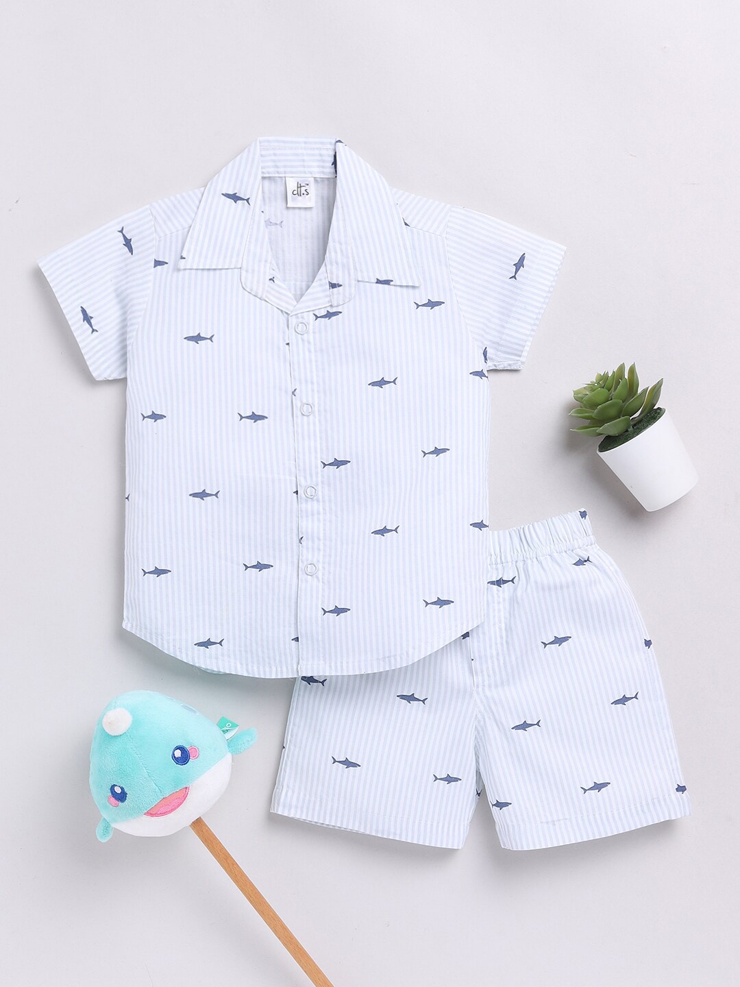 

Clt.s Kids Conversational Pure Cotton Printed Night suit, White