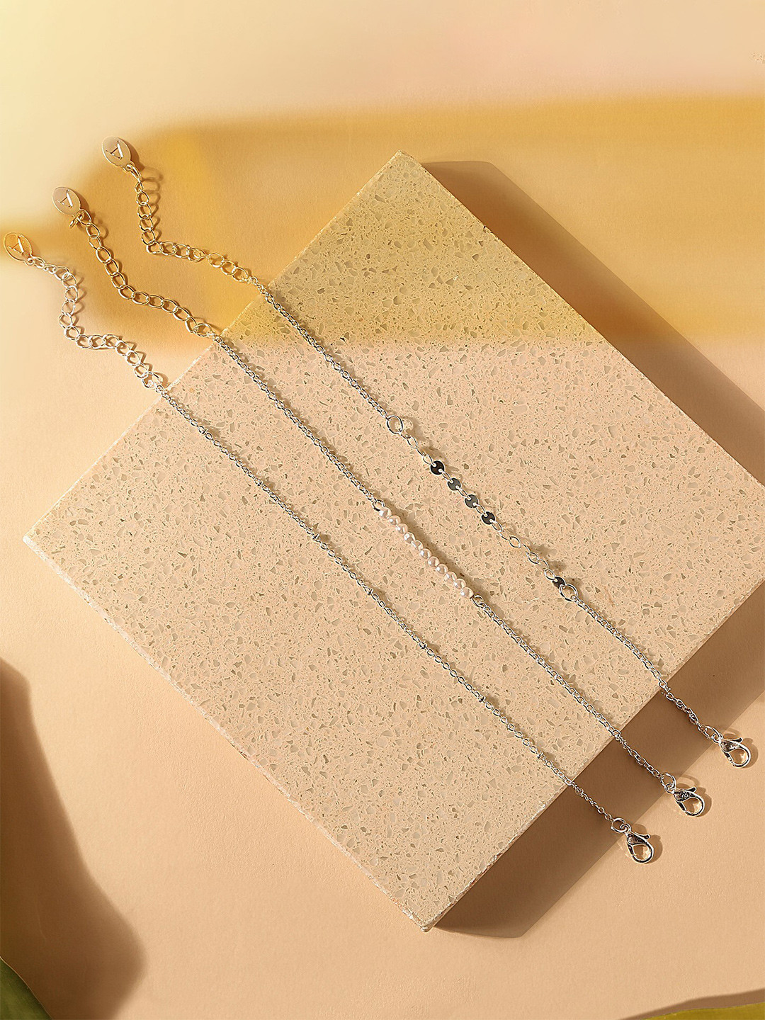 

Accessorize Set of 3 Link Detail Anklets, Gold