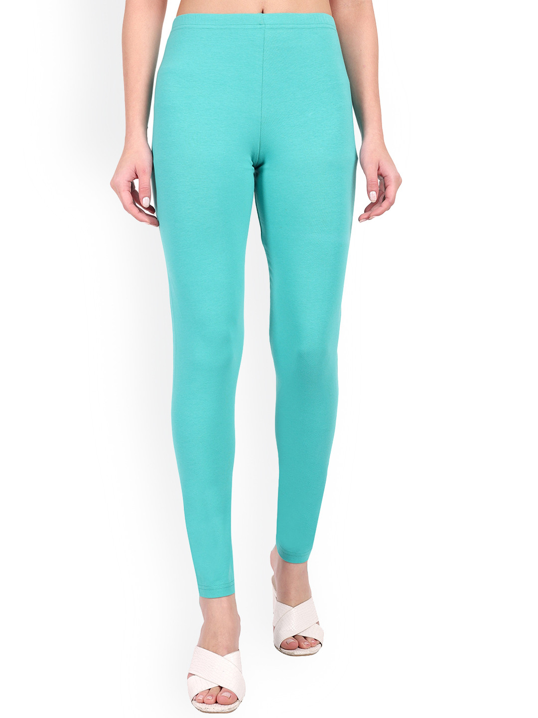 

ONE SKY High Rise Ankle Length Slip-On Leggings, Turquoise blue