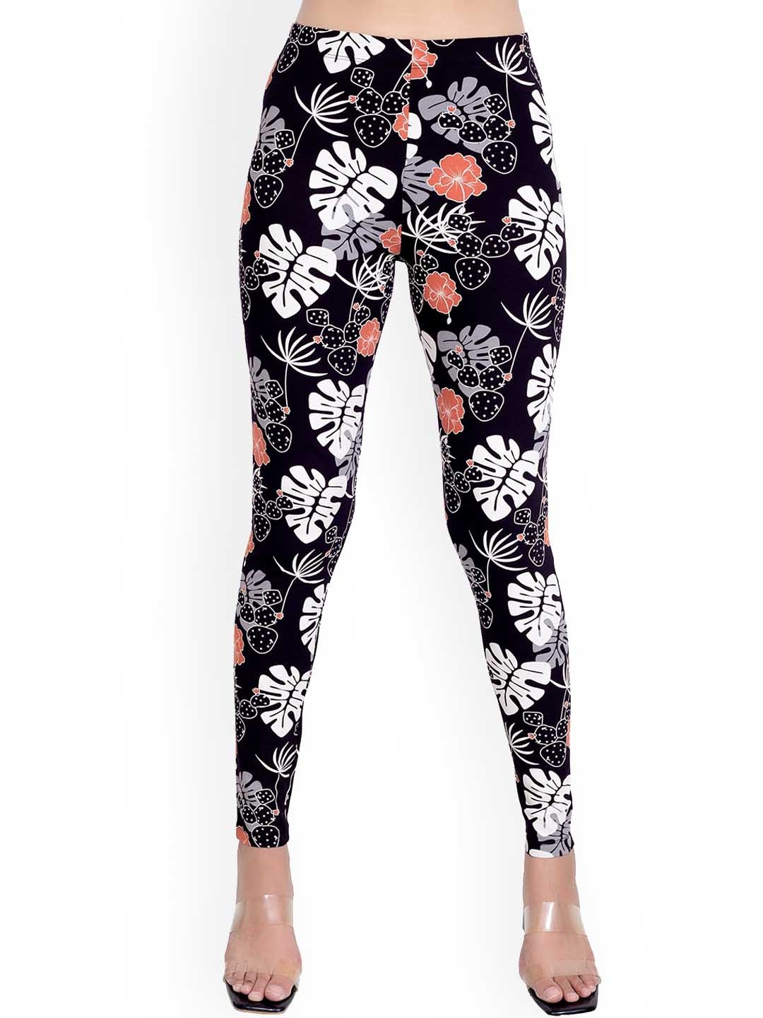 

ONE SKY Floral Printed Ankle-Length Leggings, Black