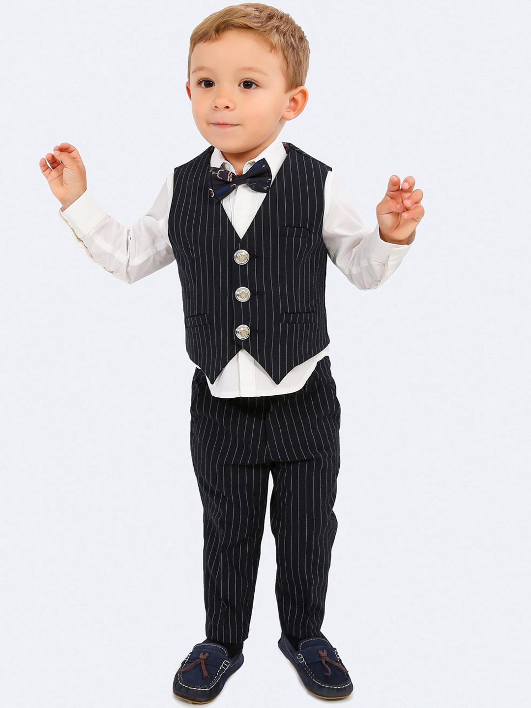 

One Friday Boys Striped Waistcoat, Black