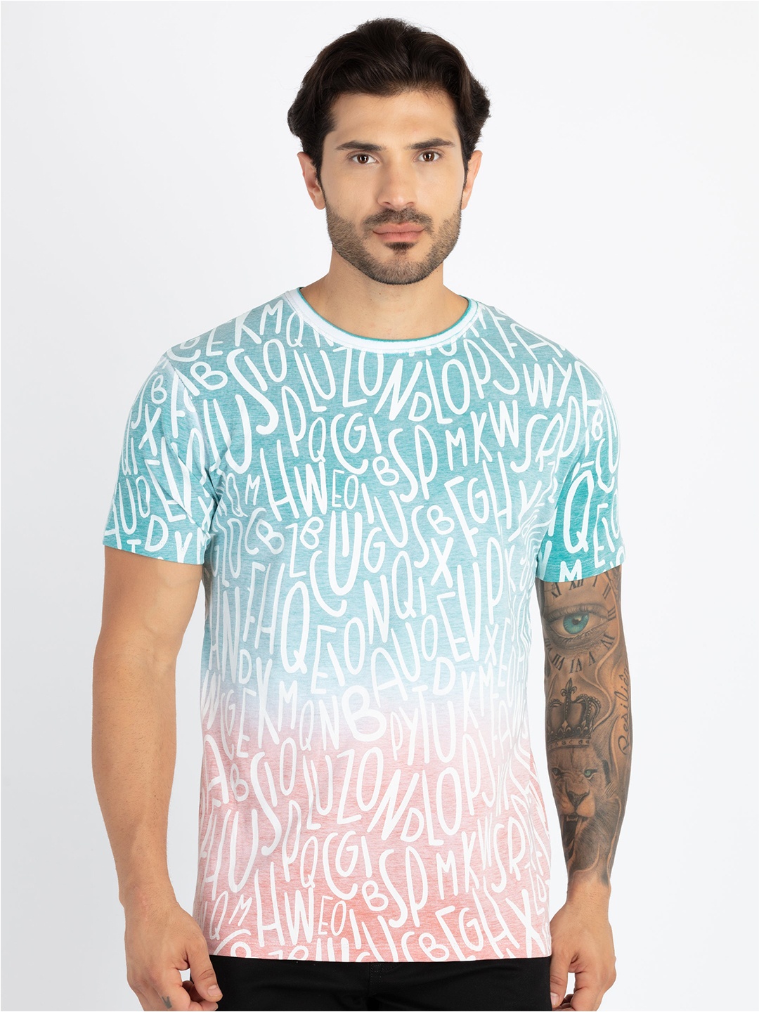 

Status Quo Typography Printed Cotton Casual T-shirt, Green